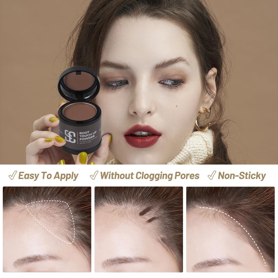Dim Gray SOVONCARE Instantly Hairline Powder, Hairline Shadow Gray Hair Coverage Touch Up Hair Powder for Thinning Hair for Women Hair Root Touch Up Powder Hair Root Cover Up Conceals Hair Loss Dark Brown