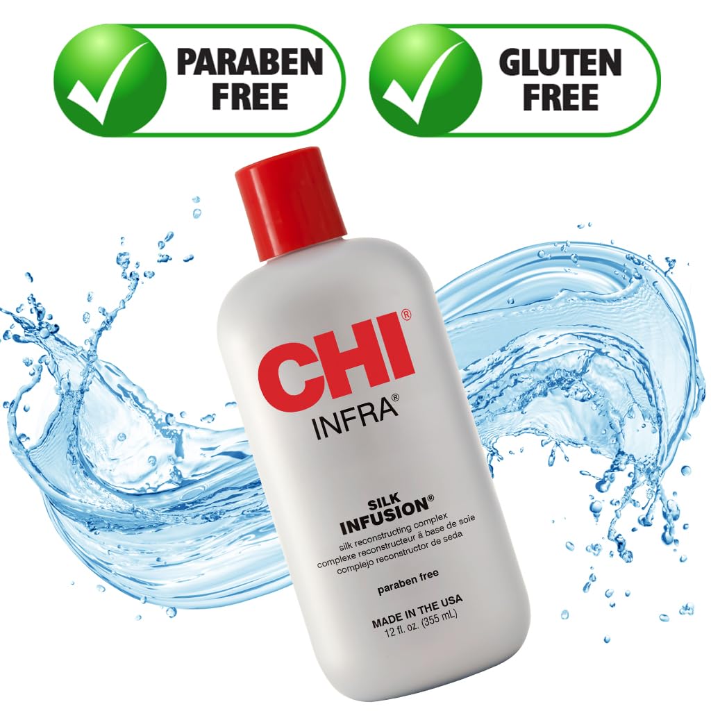 CHI Infra Silk Infusion, Leave-In Reconstructing Treatment To Strengthen & Protect All Hair Types, Alcohol-Free, 12 Oz