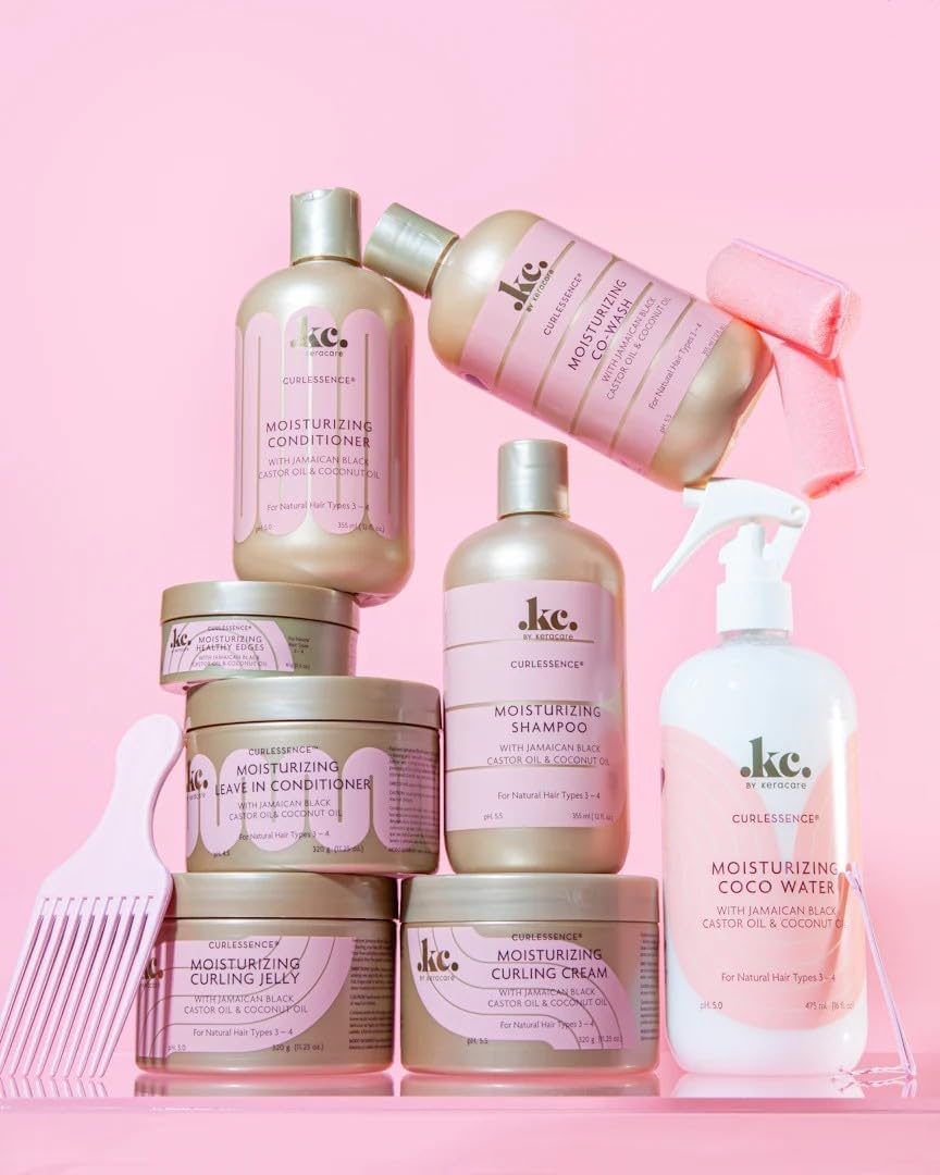 KeraCare CurlEssence Coconut Curling Jelly 11.25 oz - With Jamaican Black Castor Oil & Coconut Oil - Lock in Moisture - For Shiny & Defined Curls