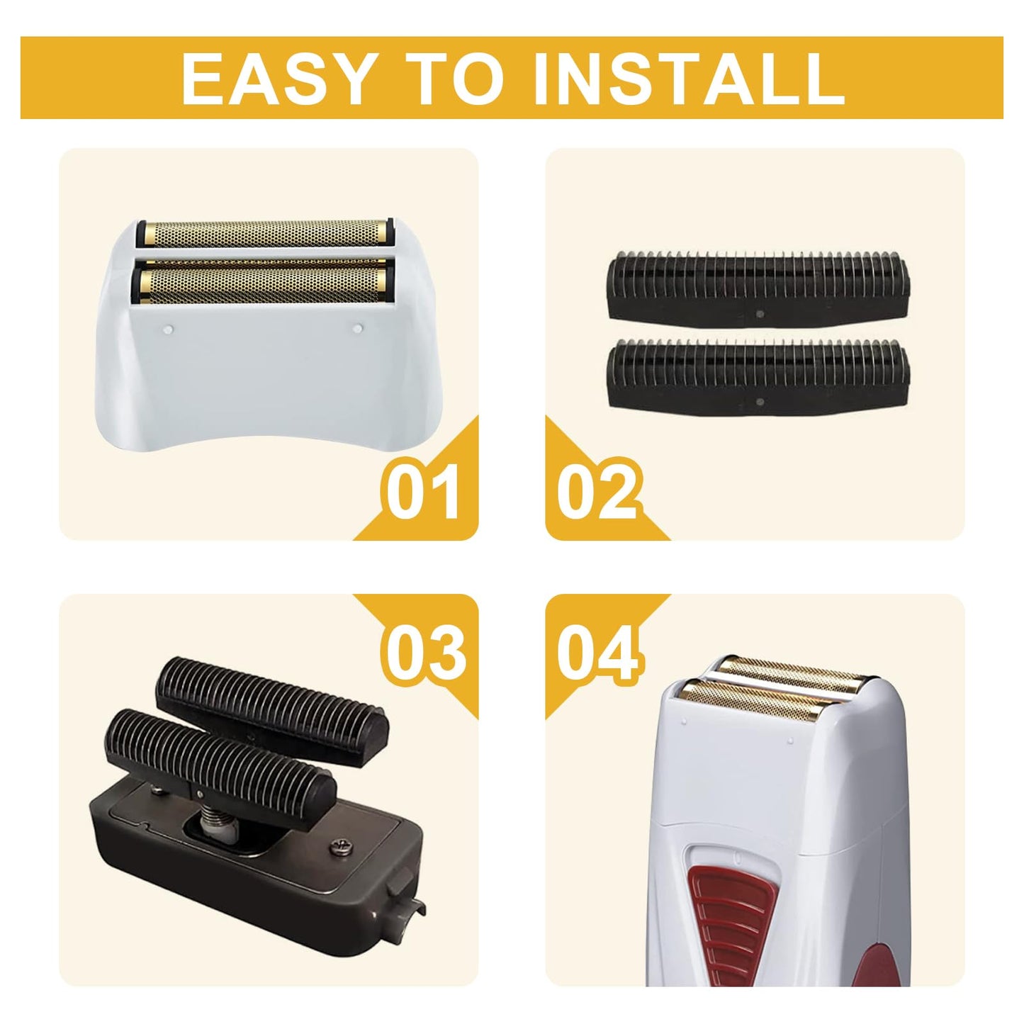 Seashell Pro Shaver Replacement Foil & Cutter Compatible With Andis 17150(TS-1)/17155/17200 shaver ProFoil Lithium replacement,2 Count