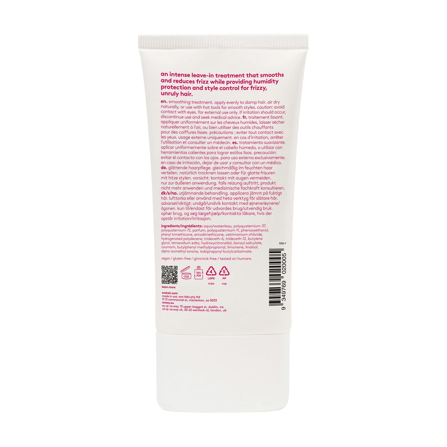 EVO Lockdown Smoothing Treatment - Soin capillaire sans rinçage - Protège les cheveux colorés et réduit les frisottis - 150 ml
