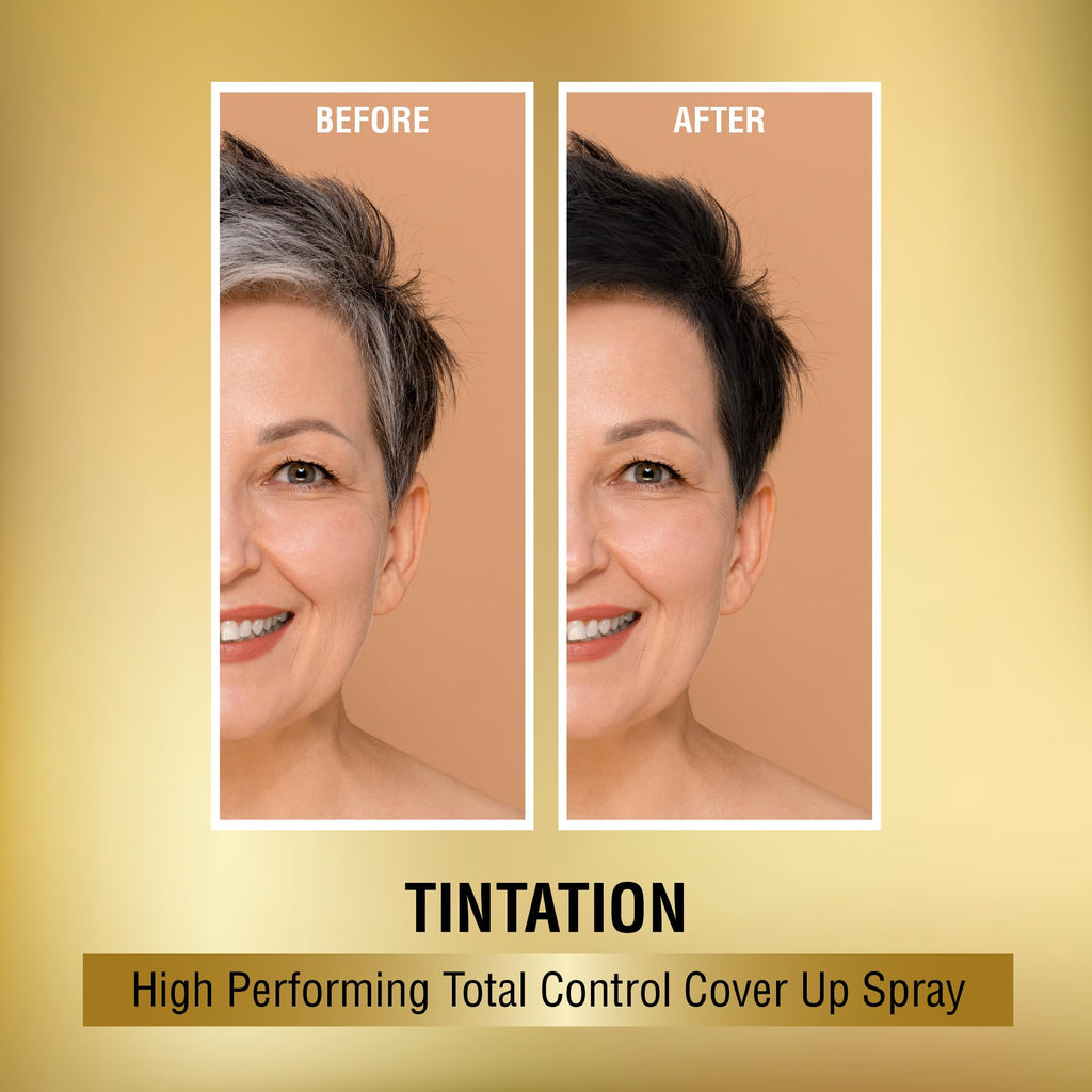 Red by Kiss Tintation Temporary Hair Color Spray, Instant Gray Root Touch Up Coverage, Water-Resistant & Smudge-Proof, Easy Wash Out, Barber & Hairline Touch-Up, Quick-Dry (Black, 2.82 oz)