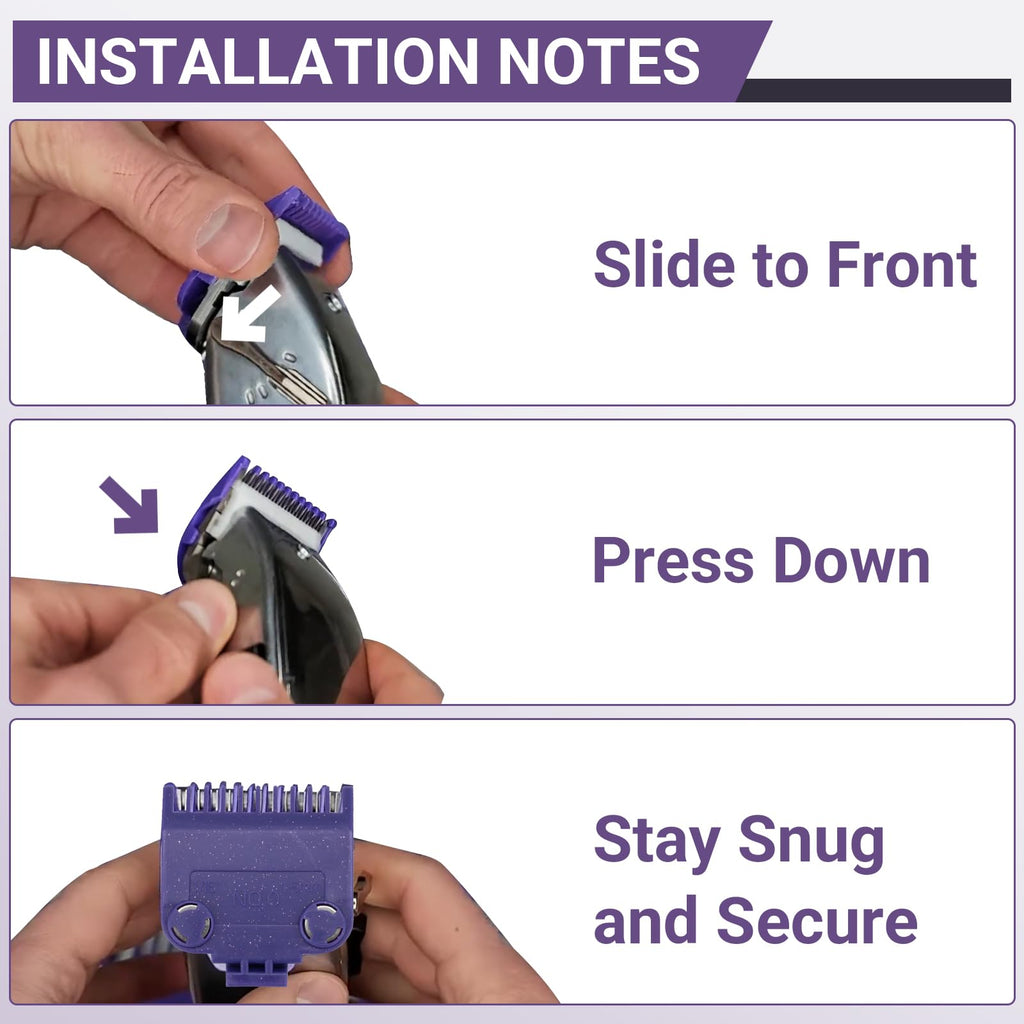 01410 Dual Magnetic Clipper Guards Replacement for Andis Master Hair Clippers MBA, MC-2, ML, PM-1, PM-4, and PM-5, PM Family Hair Clippers, 5 Packs Waterproof Clipper Comb Set, Purple