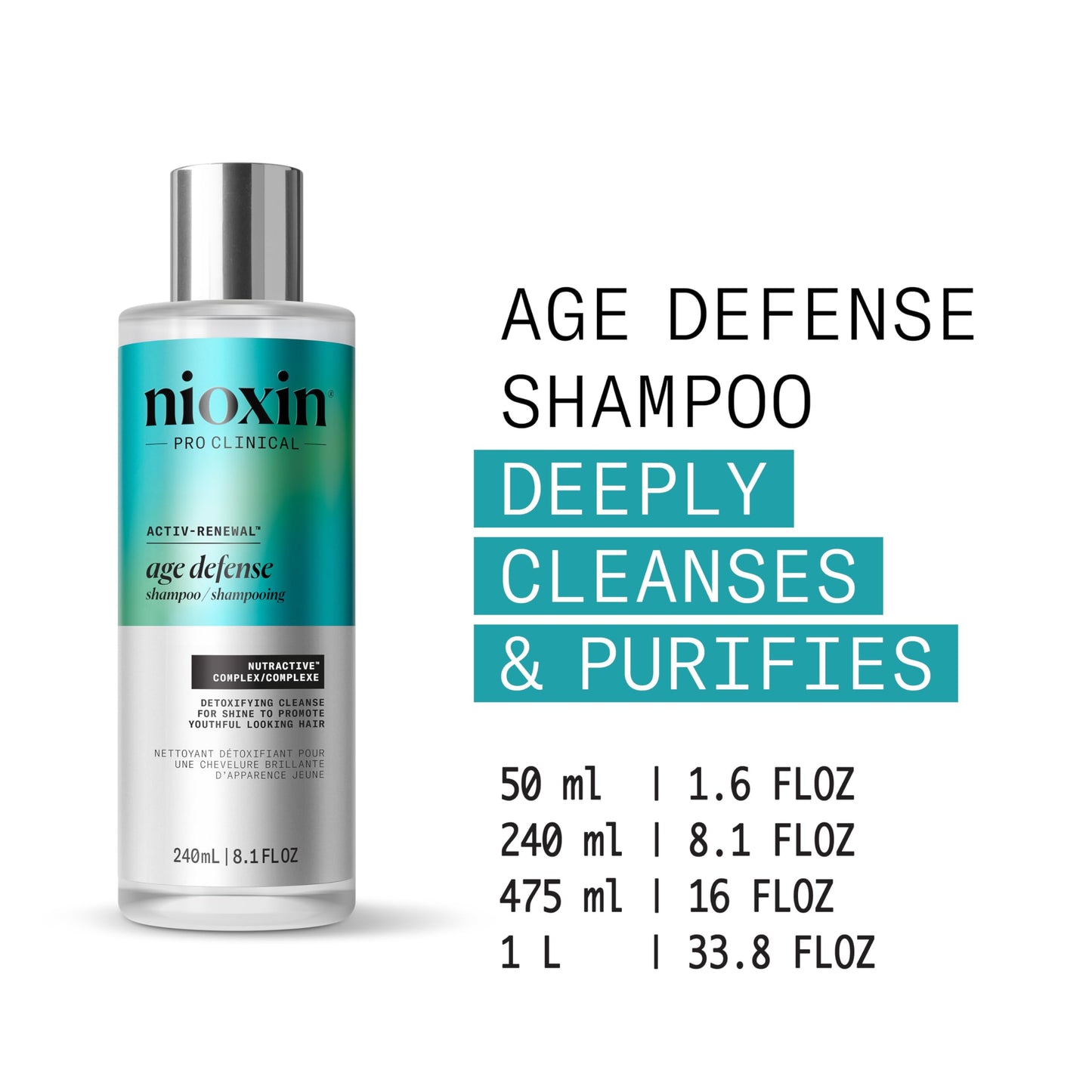White Smoke NIOXIN Age Defense Shampoo for Aging Hair | Detox Scalp Cleanser with Niacinamide | 1.6 Fl Oz | 50mL