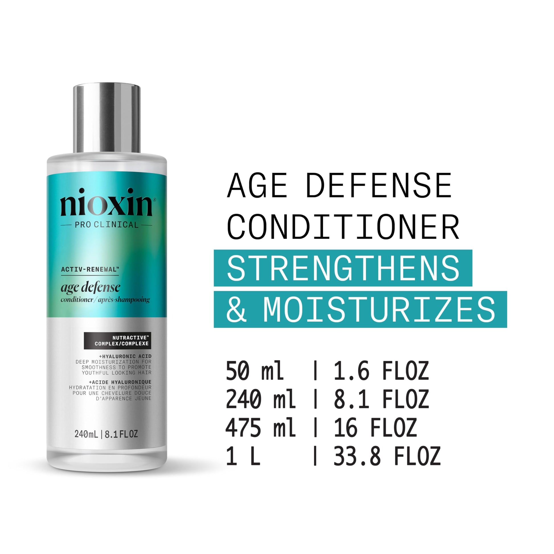 White Smoke NIOXIN Age Defense Conditioner for Aging Hair | Strengthening Conditioner with Hyaluronic Acid | 1.6 Fl Oz | 50mL