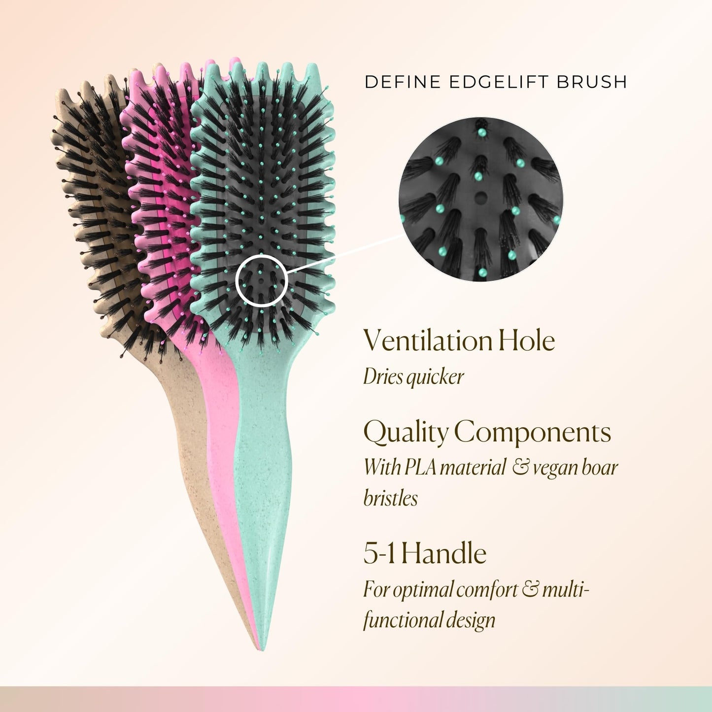 Bounce Curl Define EdgeLift Brush, 5-in-1 Tool for Effortlessly Defined Curls, Waves & Coils, Reduces Frizz - Teal