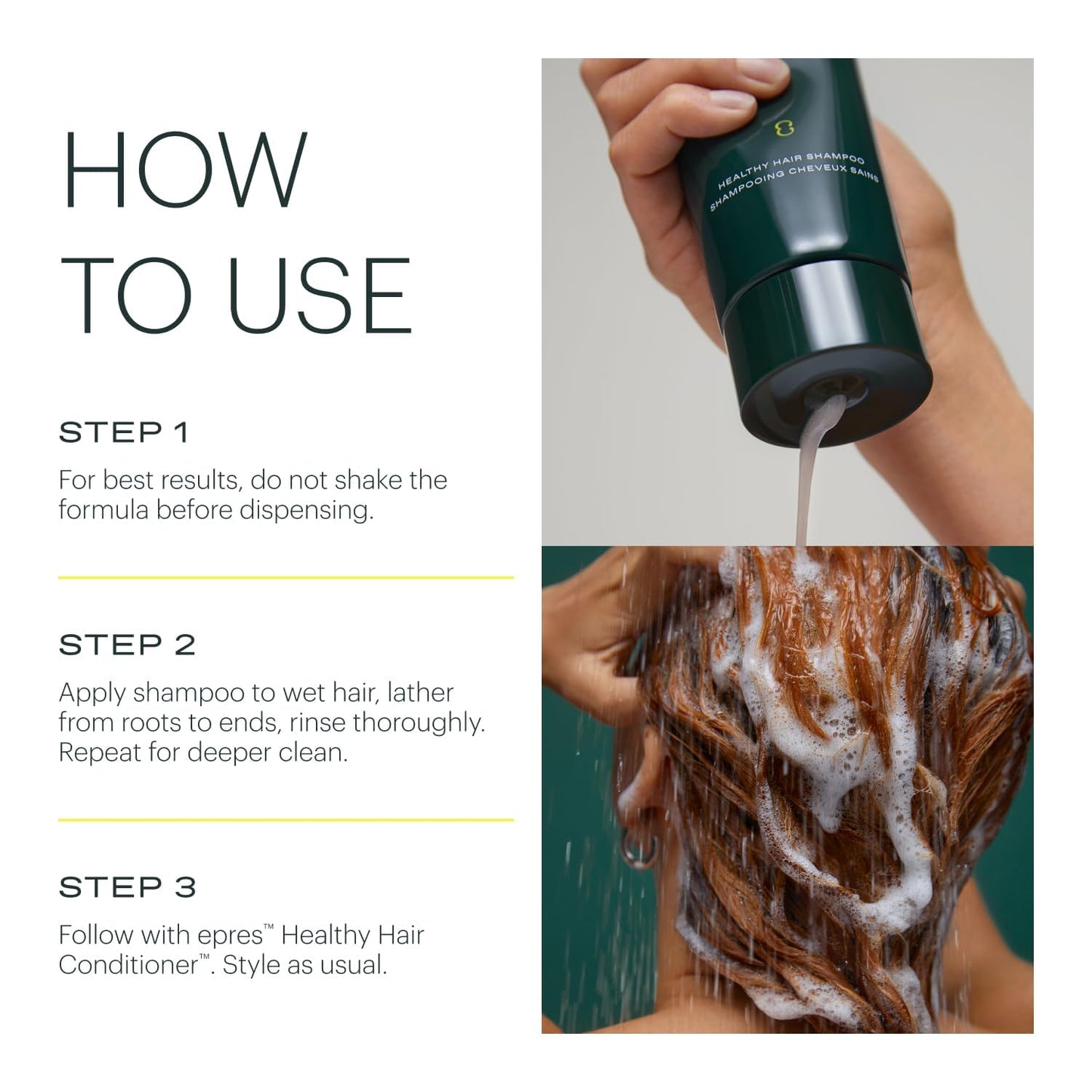 epres Healthy Hair Shampoo, Bond Repair for Stronger Hair, Thinner Quat-Free Formula Backed By Science, Lightweight Non Stripping, Scalp Care, 32 oz