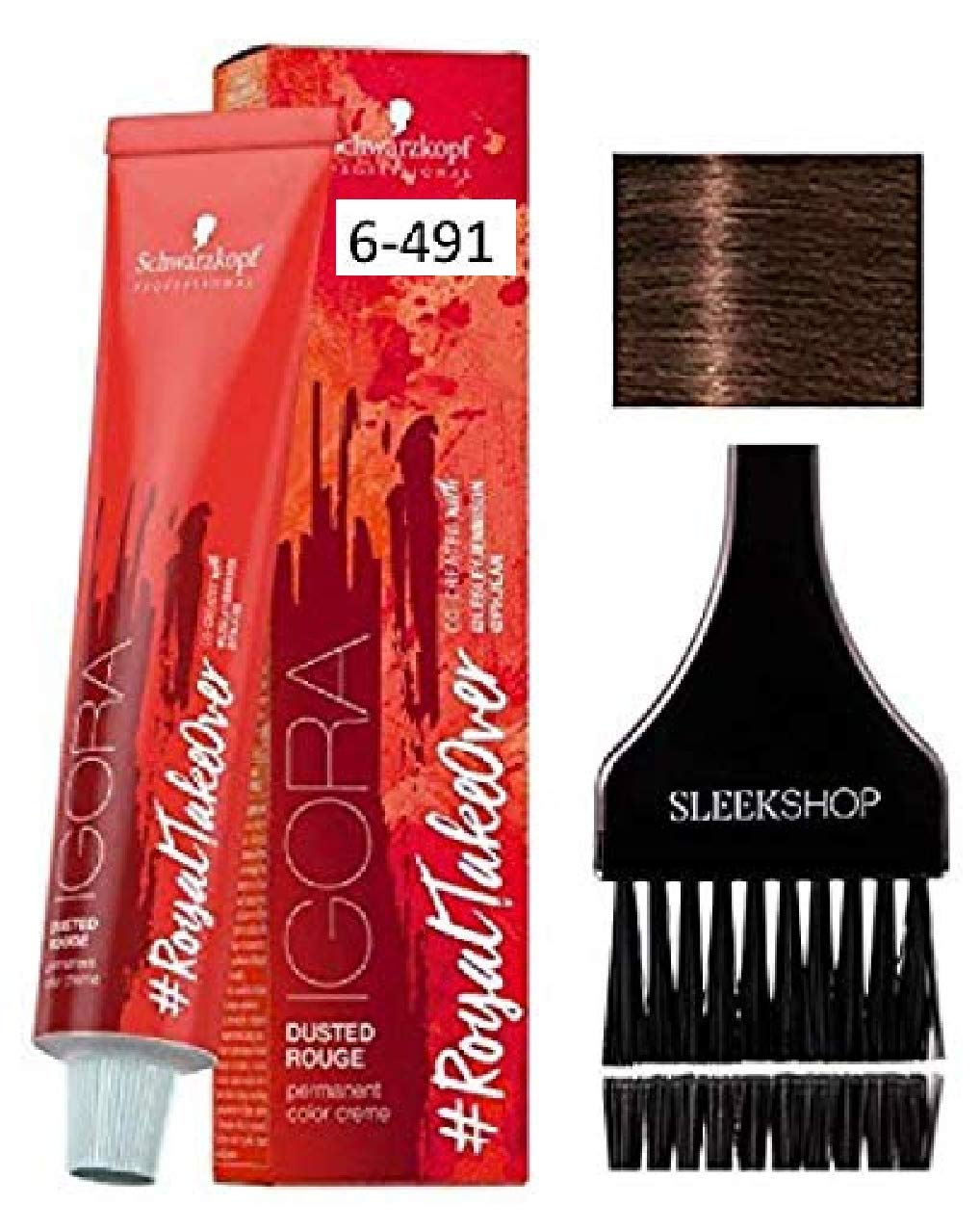 Schwarzkopf IGORA Royal Takeover DUSTED ROUGE Permanent Hair Color Creme (with Sleek Tint Applicator Brush) Haircolor Cream #RoyalTakeover (6-491)