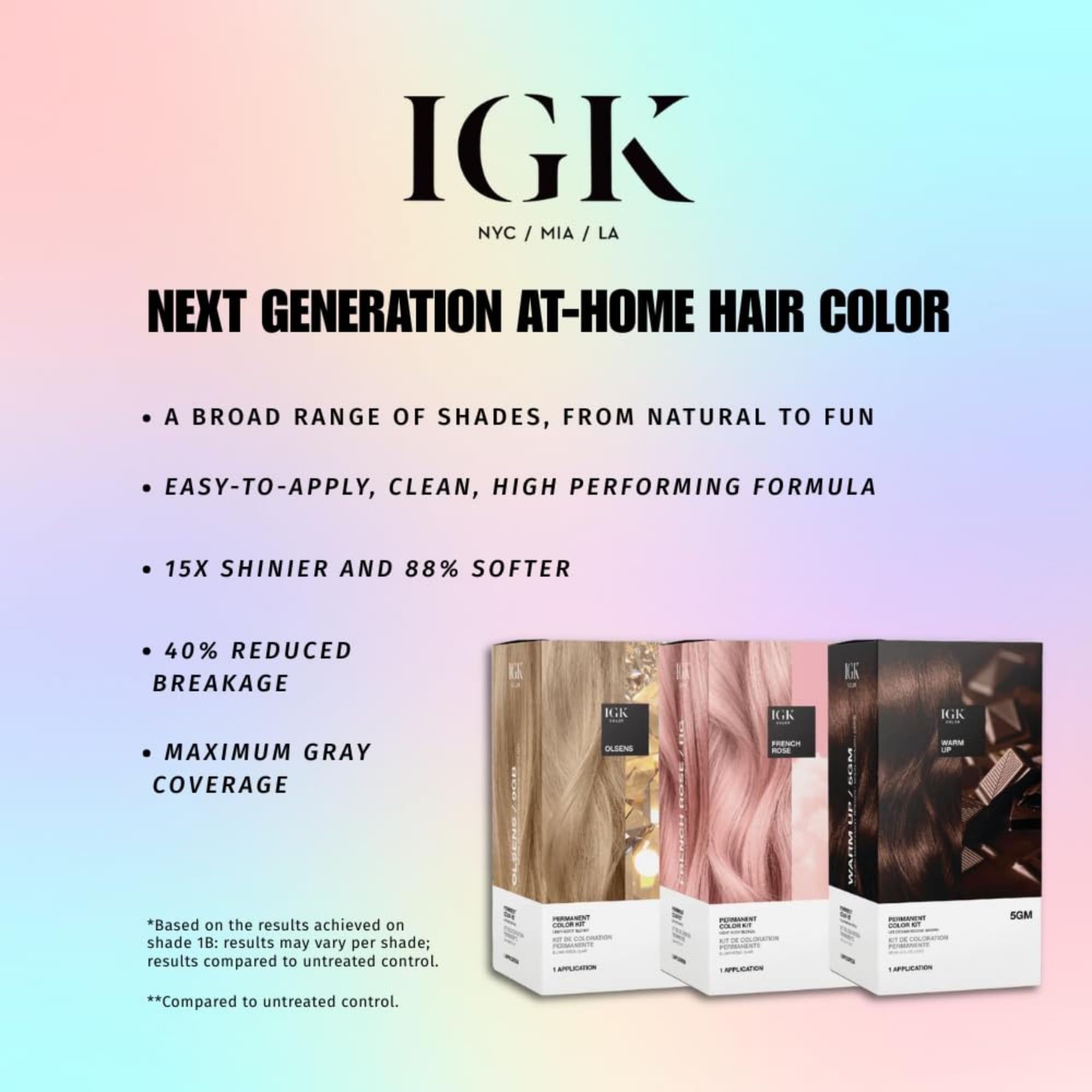 IGK Permanent Hair Dye Color Kit | 9NA Surf Club - Light Cool Blonde | 100% Gray Color Coverage + Strengthen + Shine | Ammonia Free