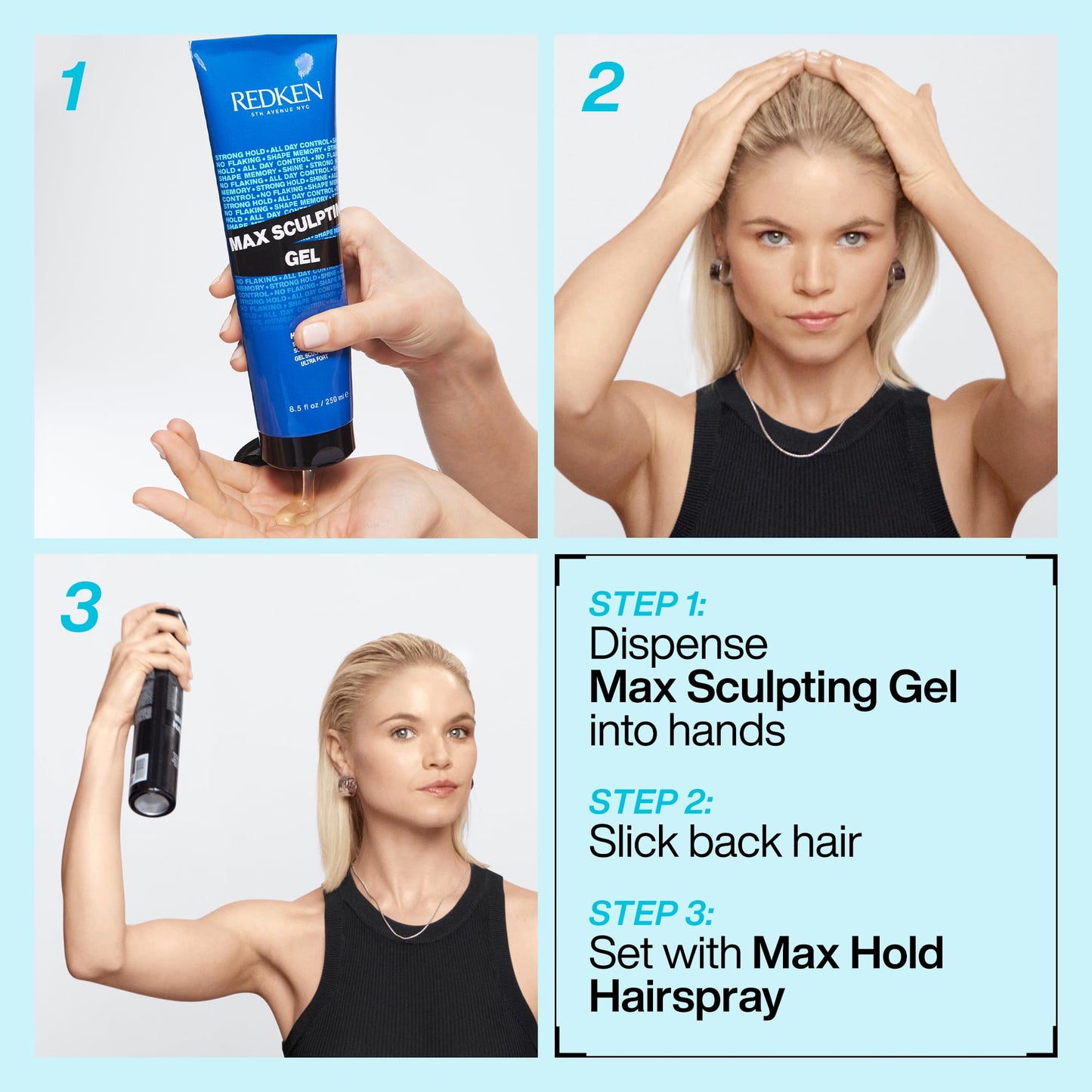 Redken Max Sculpting Gel For All Hair Types - Provides Body & High Shine Finish With Long-Lasting Shape Memory, Flake-Free Control