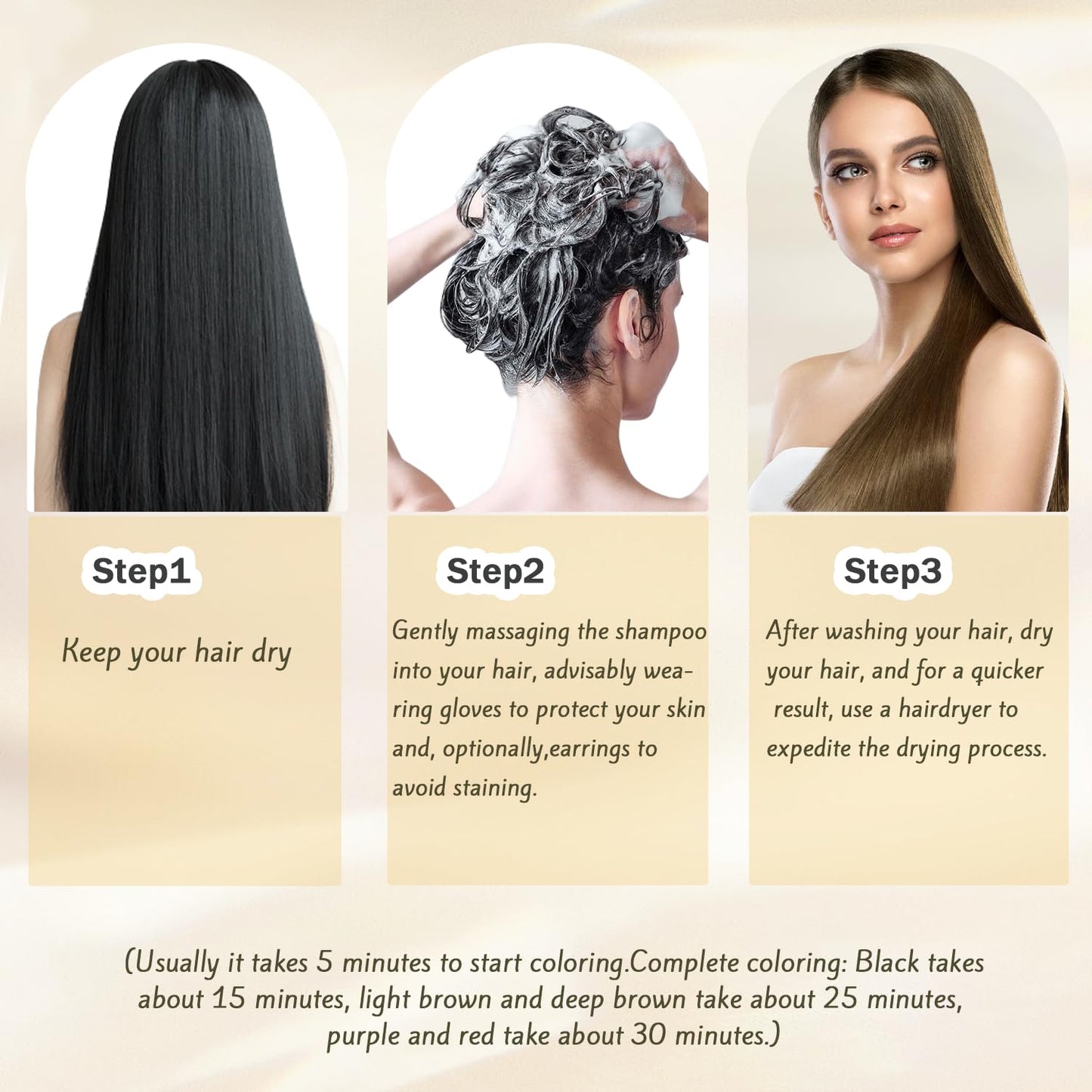 Bisque Nova Hair Dye Shampoo,Nova Hair Instant,Nova Hair Dye Shampoo 3 in 1, for Men & Women. (200ml Medium Brown)