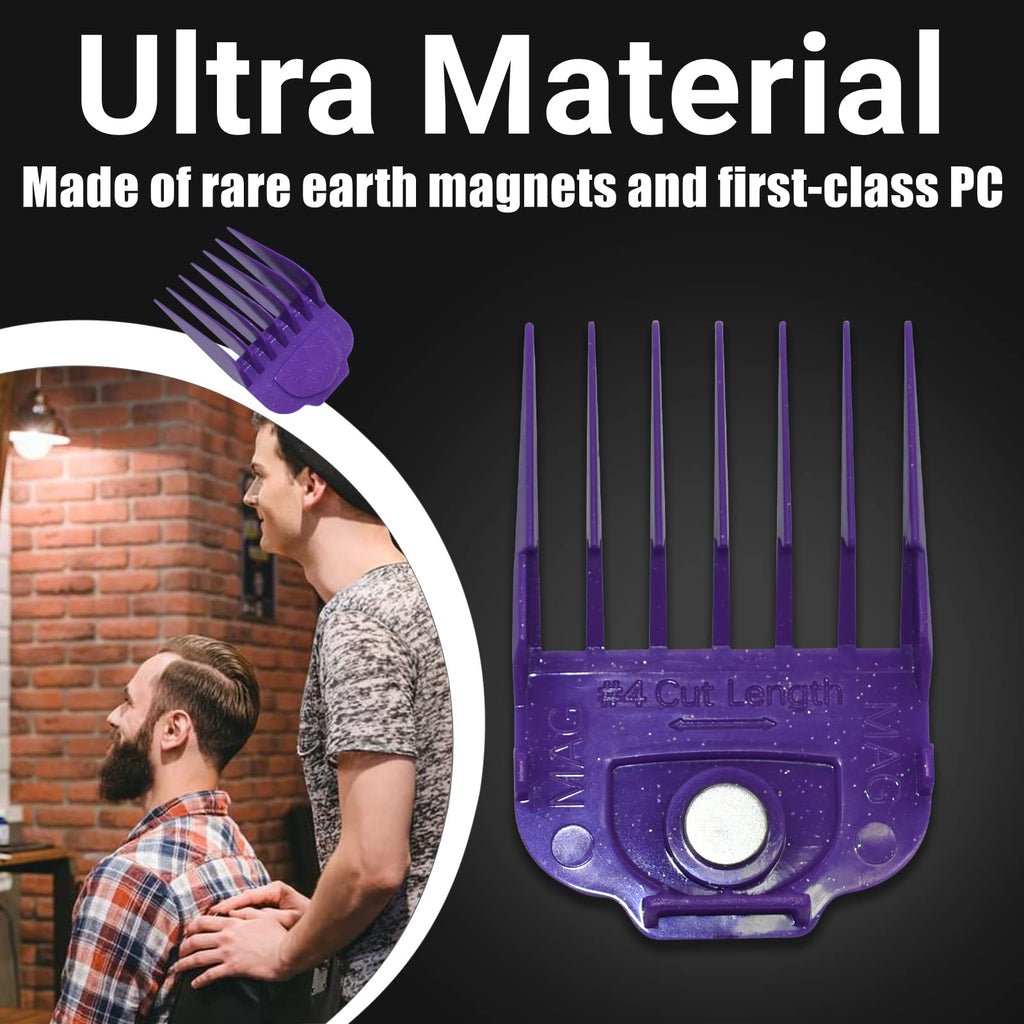 Magnetic Clipper Guards Guide Comb Set Compatible with Andis Master Hair Clippers,Size form to 1/16 to 1 in,10pcs Purple
