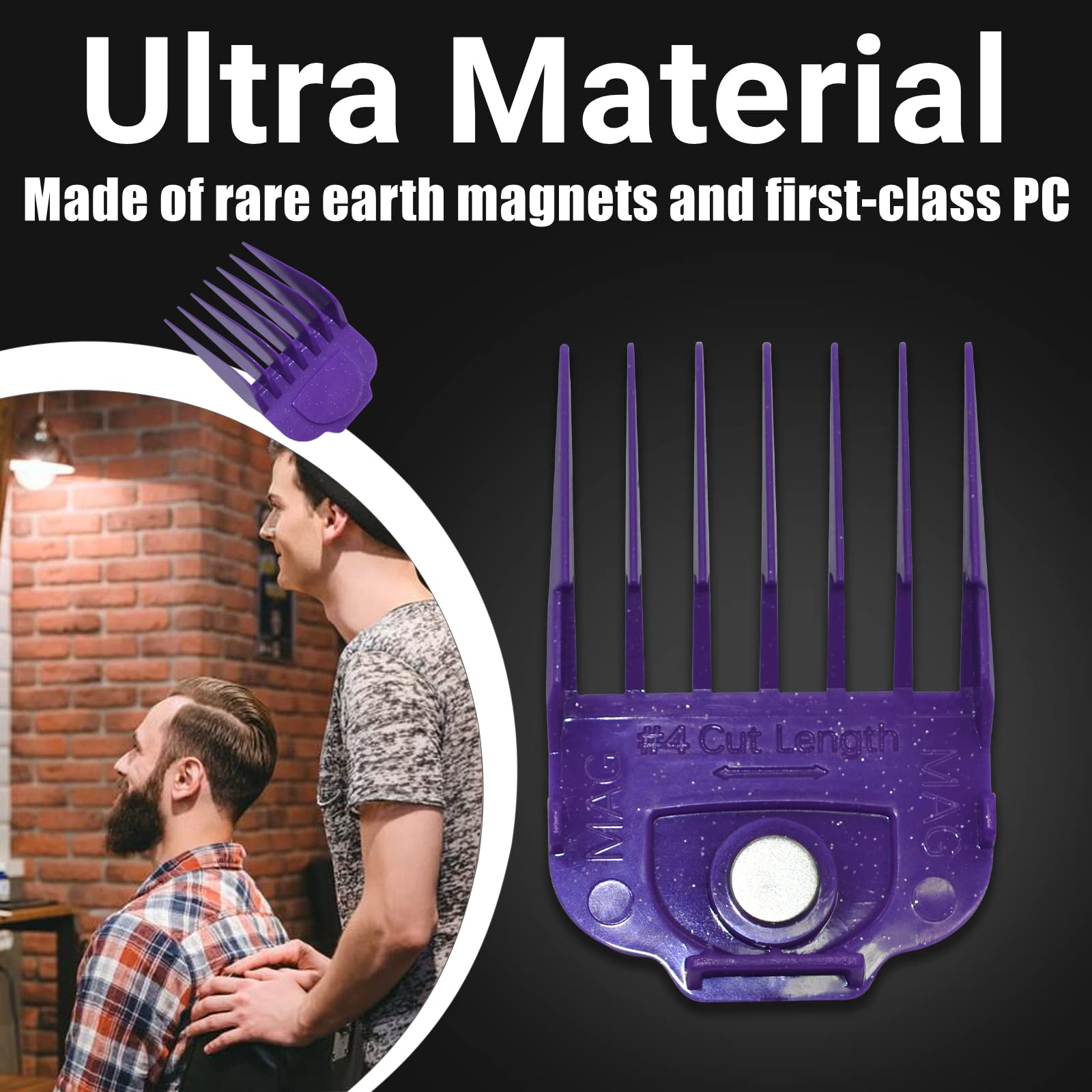 Magnetic Clipper Guards Guide Comb Set Compatible with Andis Master Hair Clippers,Size form to 1/16 to 1 in,10pcs Purple