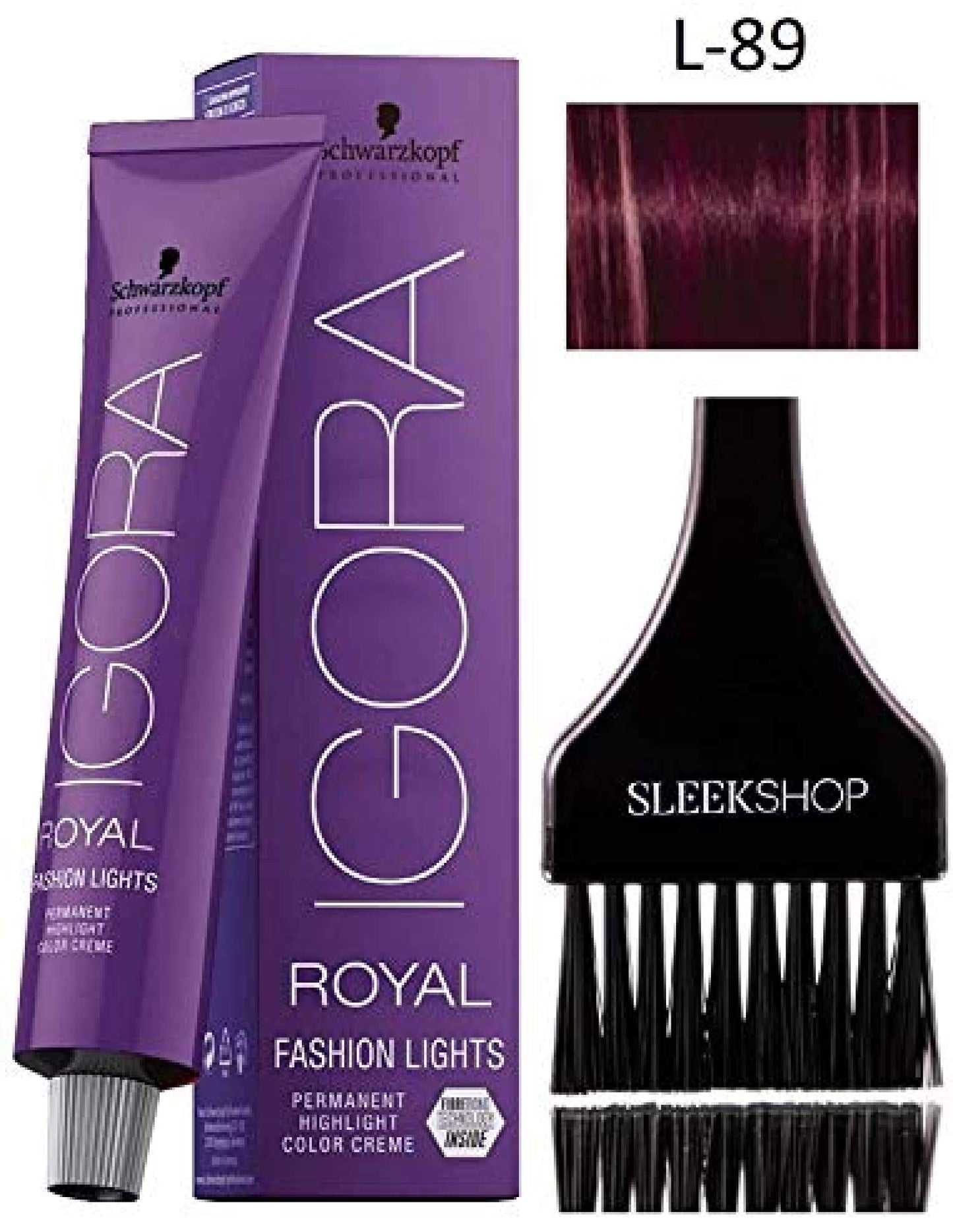 Schwarzkopf IGORA Royal FASHION LIGHTS Permanent HIGHLIGHT Hair Color Creme (with Sleek Tint Applicator Brush) Haircolor Cream (L-89)