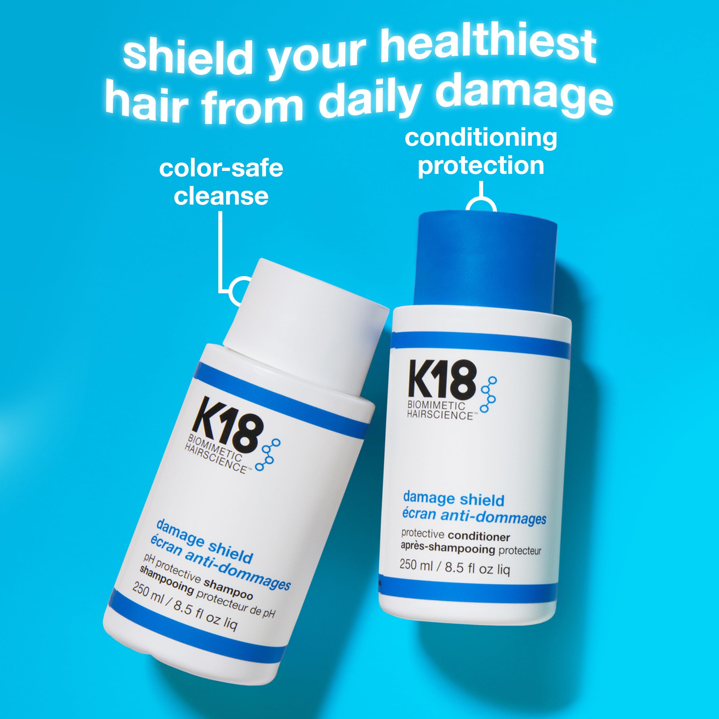 K18 Amazon Exclusive Damage Shield Wash Care Set | Full-Size Color-Safe Protective Shampoo + Conditioner Reduces Frizz And Tangles, Maintains Hair Health, Protects From Damage