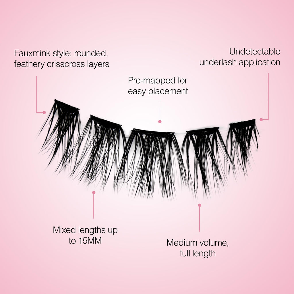 Ardell Press On Lashes Pre-Mapped DIY Lash Clusters - Fauxmink Volume, Pre-Glued Underlash, Easy to Apply False Eyelashes, Eyelash Extensions