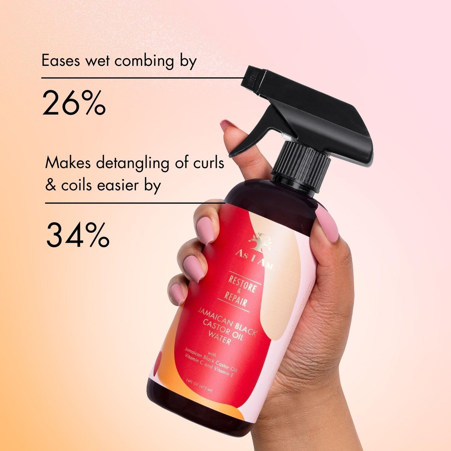 As I Am JBCO Water 16 oz - Nano Curl Strengthener - Moisturizes and Detangles - Anti-Frizz - Increases Fiber Strength - Enriched with Jamaican Black Castor Oil, Vitamin C, and Vitamin E, Red