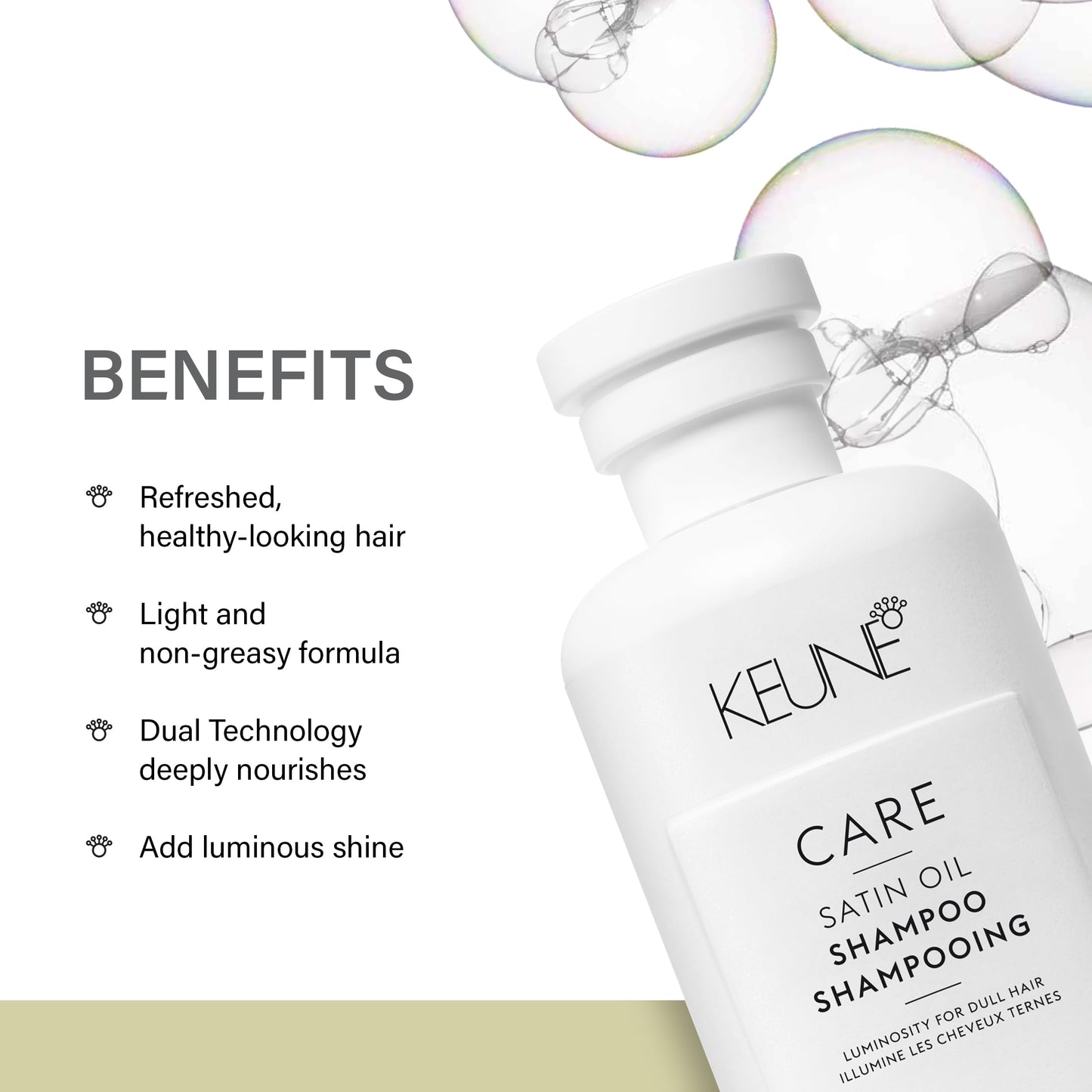 Keune Care Satin Oil 洗发水，保湿亮泽清洁剂，适合所有发质，10.1 液体盎司