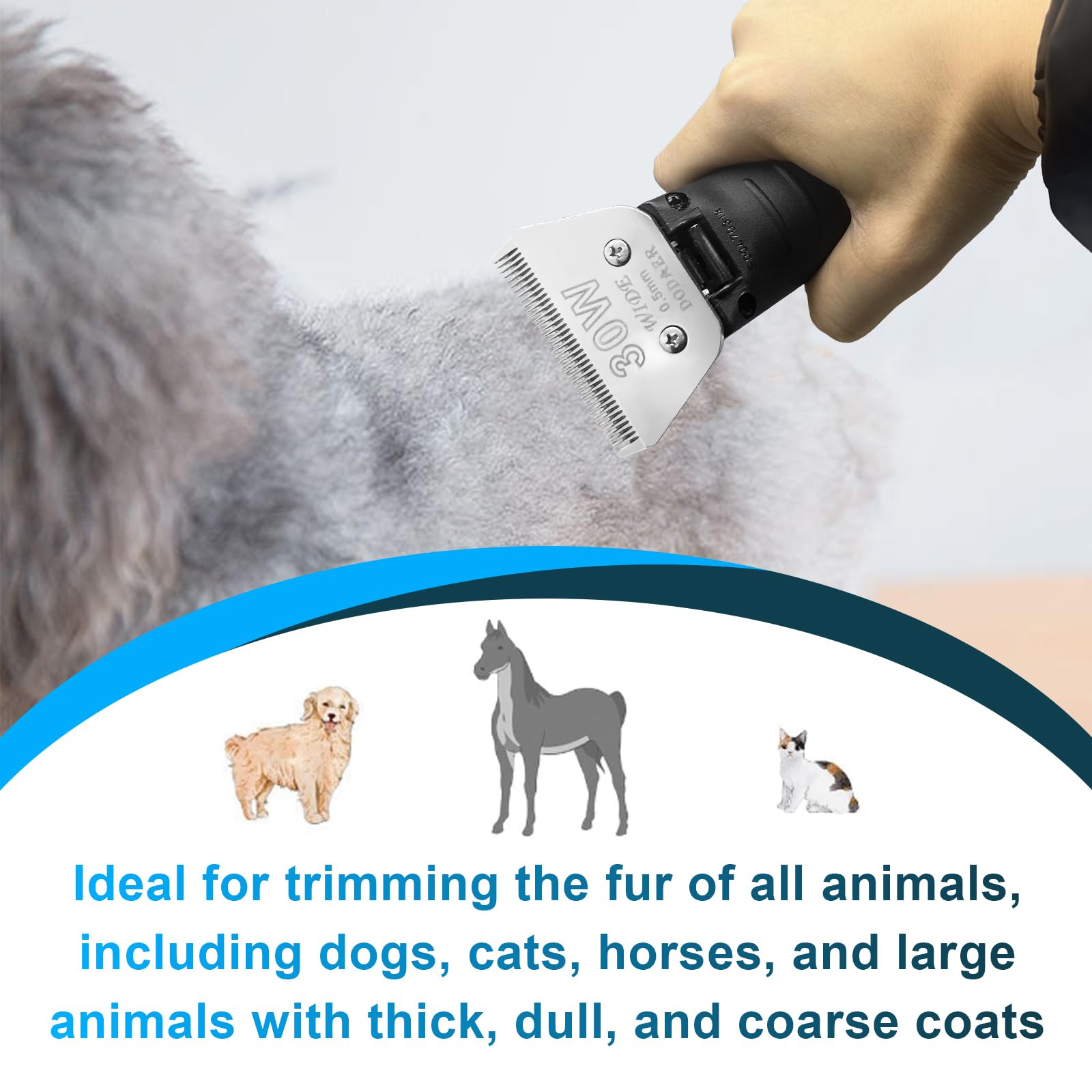 Newbulu 30W Dog Grooming Wide Blade,Detachable Pet Dog Grooming Blades,Compatible with Andis,Oster A5,Wahl km10 Clippers.Cutting Length 1/50"(0.5mm)