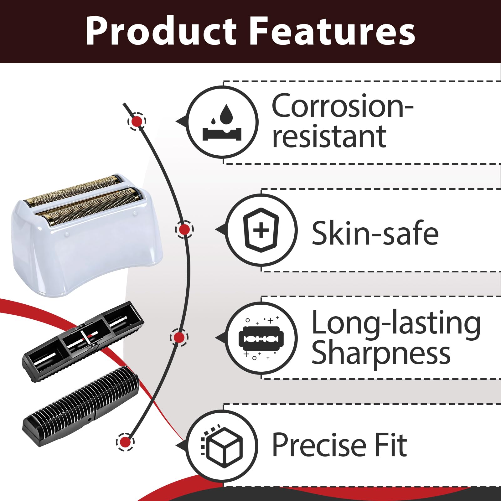 White Smoke 4 Sets Shaver Replacement Foil and Blades Compatible with Andis TS-1 TS-2 17150 17200 17235 17155 ProFoil Lithium Shaver, Stainless Steel Cutter Head