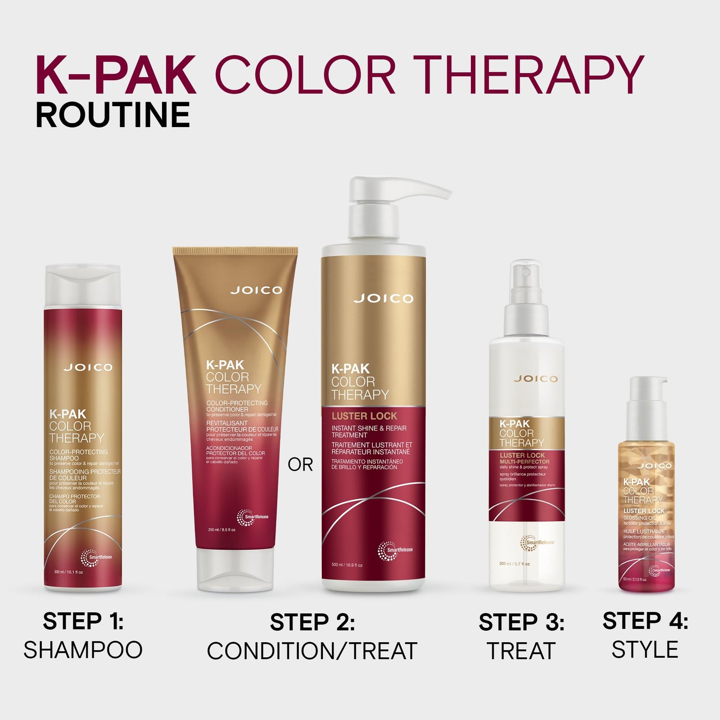 Joico K-PAK Color Therapy Luster Lock Instant Shine & Repair Treatment | For Color-Treated Hair | Boost Color Vibrancy | Repair Breakage | With Keratin & Argan Oil | 16.9 Fl Oz