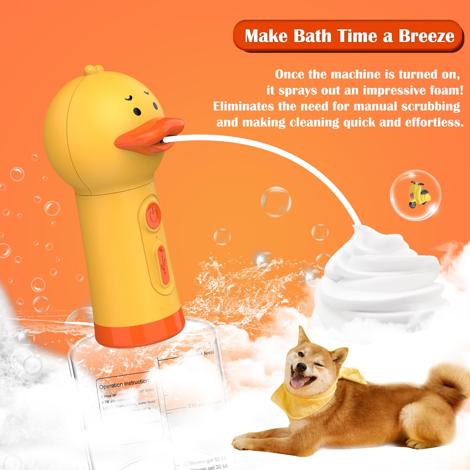 Katoggy Electric Foaming Shampoo Dispenser for Dog and Cat Bathing, Rechargeable Soap Dispenser for Pet Bathing, Bathroom, Kitchen Sink, Toilet Cleaning