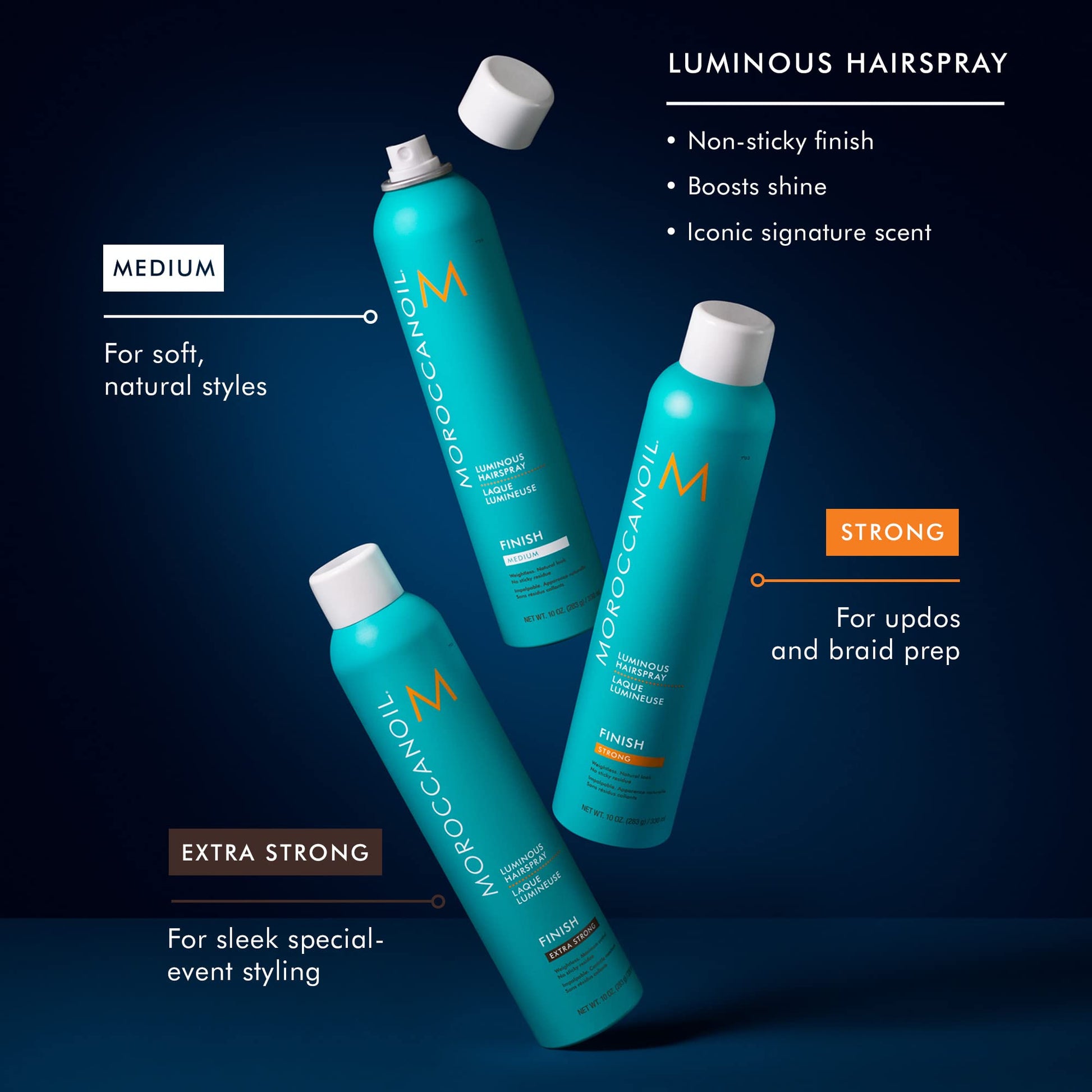 Black Moroccanoil Luminous Hairspray, Extra Strong, 10 Fl. Oz.