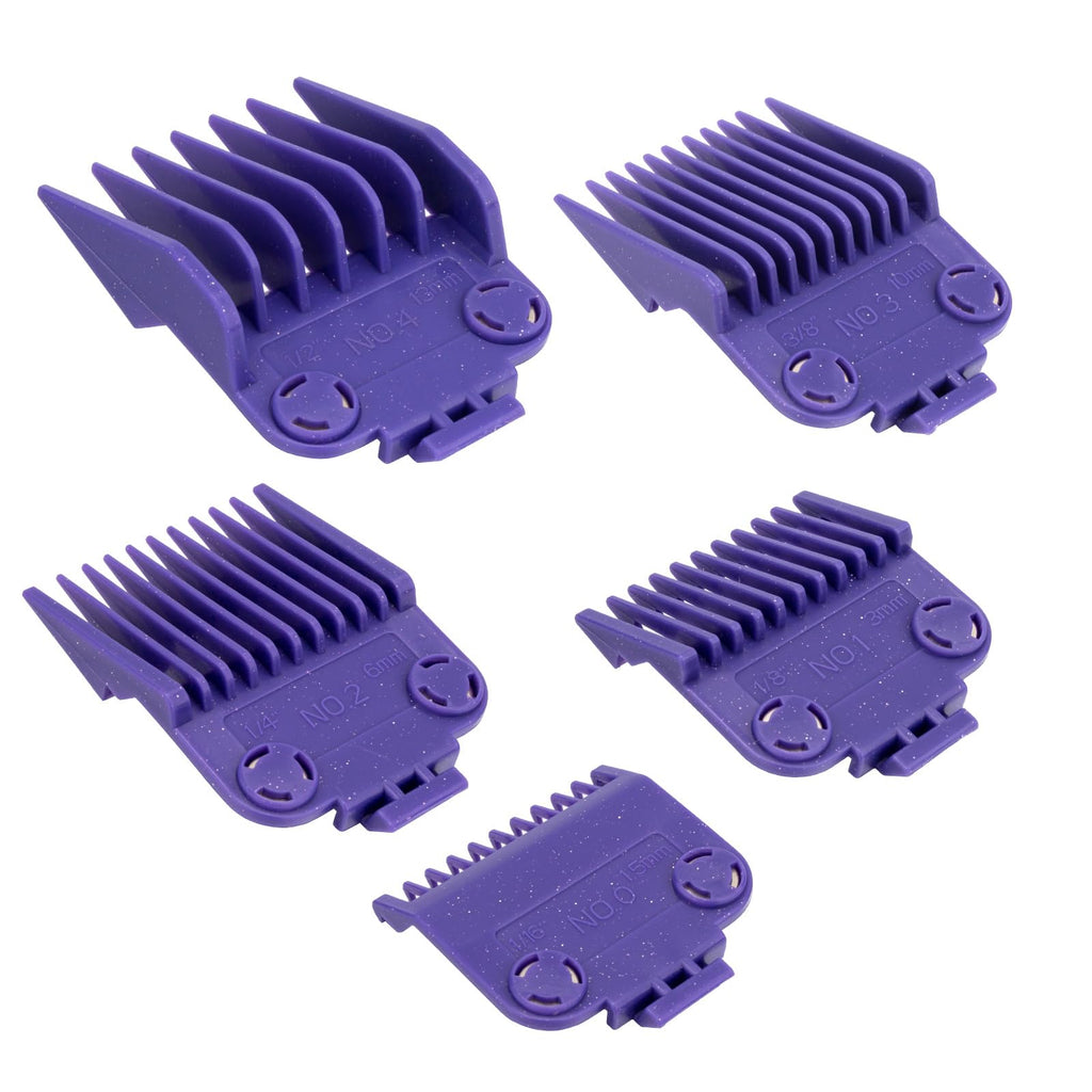 01410 Dual Magnetic Clipper Guards Replacement for Andis Master Hair Clippers MBA, MC-2, ML, PM-1, PM-4, and PM-5, PM Family Hair Clippers, 5 Packs Waterproof Clipper Comb Set, Purple