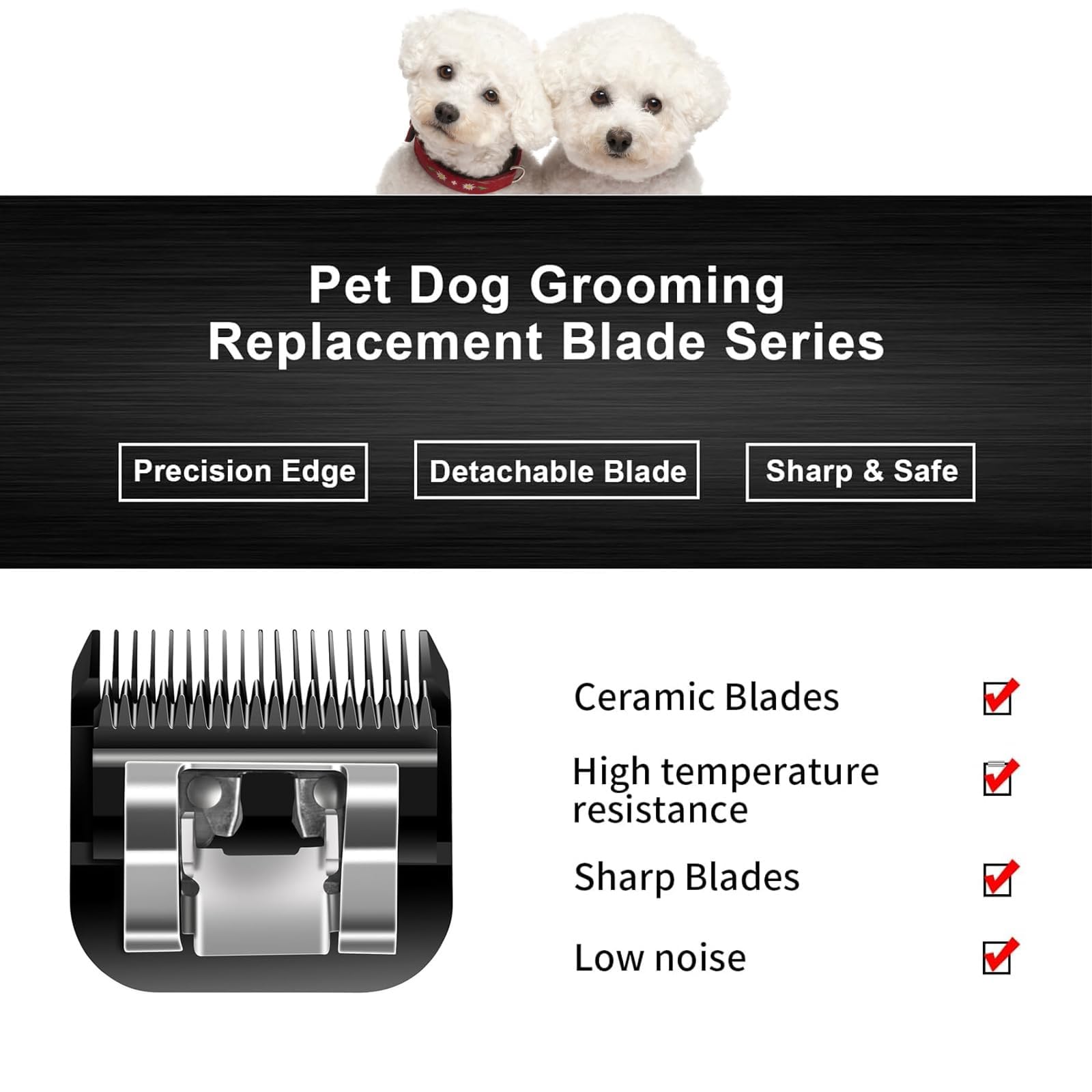 Audoc 6pcs Dog Grooming Replacement Blades Compatible with Andis/Oster A5/Wahl KM-10 Series Dog Clippers,Detachable Clipper Replacement Blade,Black (6PCS Black-#10+30+3FC+4FC+5FC+7FC)