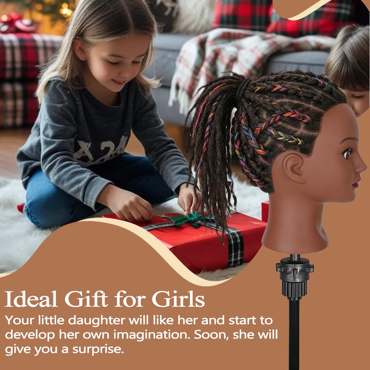 Mannequin Head with 100% Real Human Hair, Cosmetology Training Head for Hair Styling Braiding Cutting Curling, Professional Hairdresser Practice Manikin Head with Free Clamp (A01-Black-16)