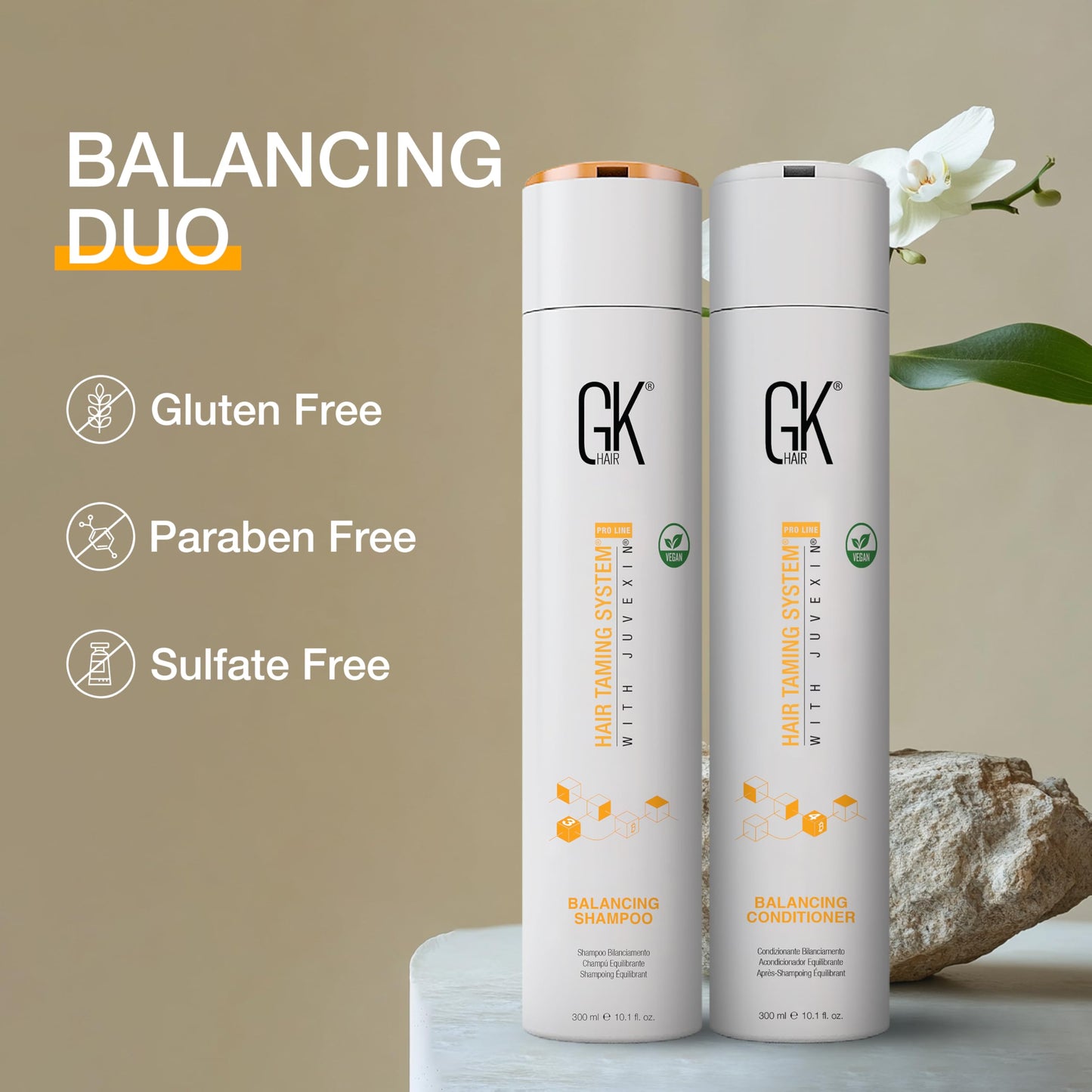Balancing Shampoo and Conditioner Set for Dry Damage By GK HAIR For Oily Flaky Itchy Scalp Removes Impurities Deep Cleansing Natural Moisture Keratin Treatment Sulfate Parabem Free 10.1 Ounce