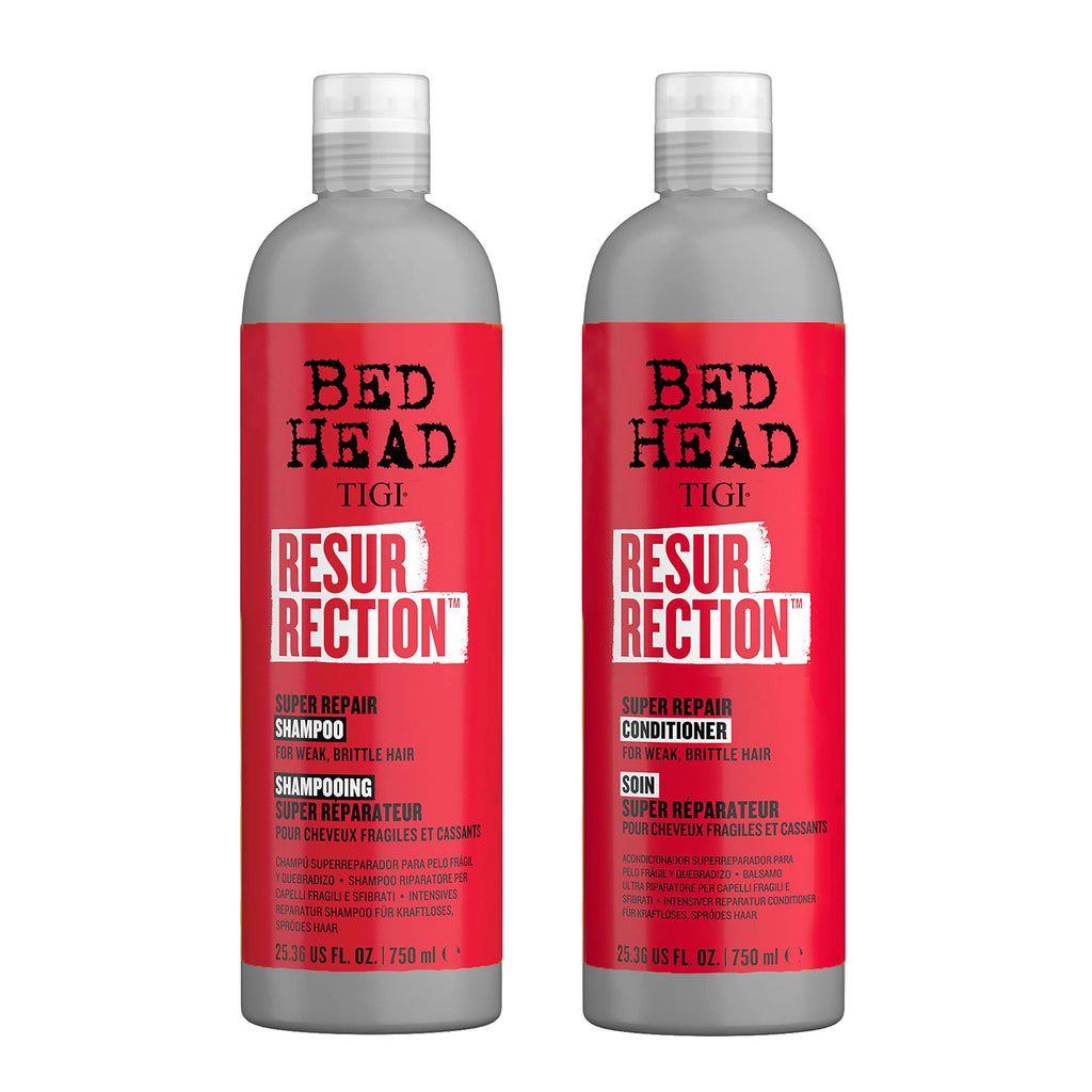 TIGI Bed Head Resurrection Hair Repair Shampoo and Conditioner Set for Dry and Damaged Hair, Maximum Strength with Resurrection Plant, 25.36 fl oz