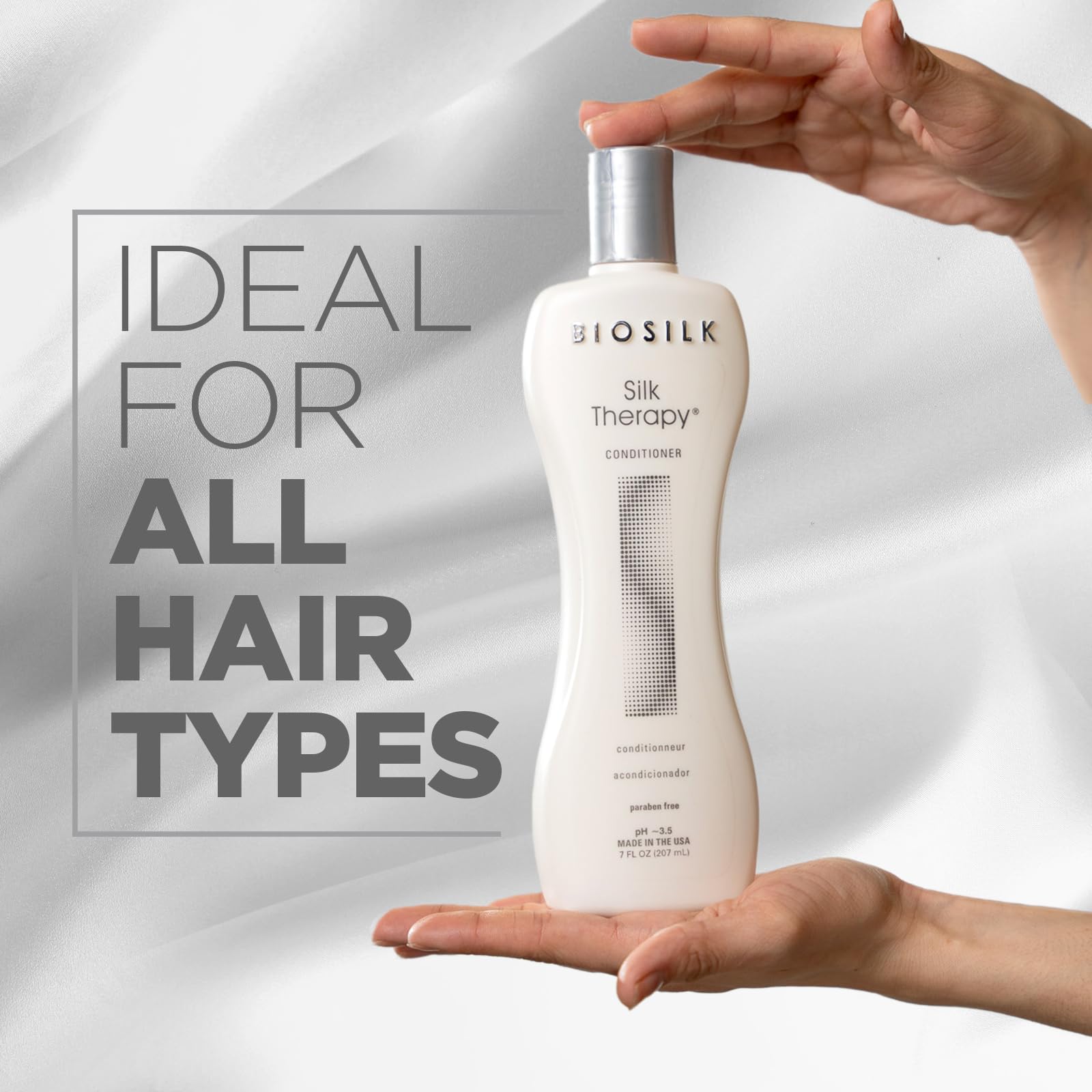 Light Gray BioSilk Silk Therapy Conditioner, Moisturizes & Conditions Hair For Incredible Shine, Sulfate, Paraben, & Cruelty-Free, 7 Oz