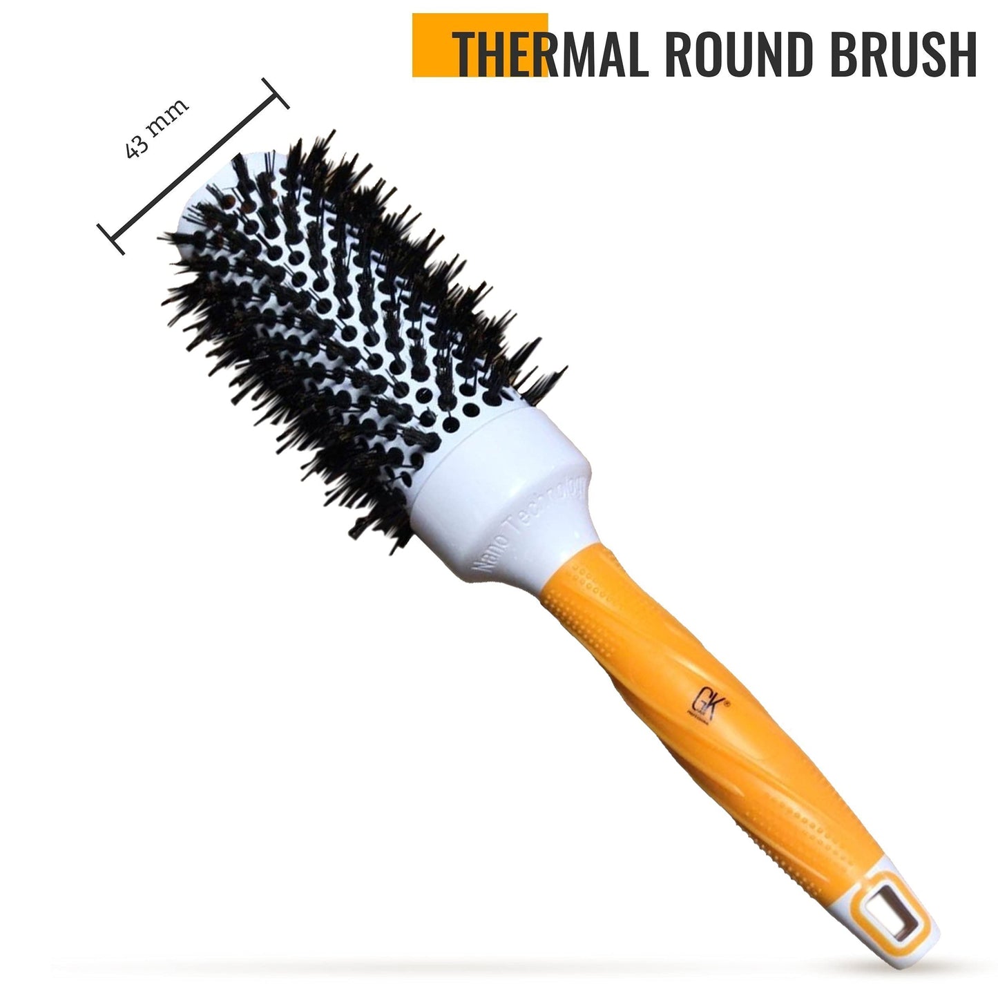 GK HAIR Global Keratin Professional Large Thermal Extra Round Brush 43mm Ceramic Coated Barrel Anti Static Frizz Control Blow Drying Styling Detangling for Long Short Curly Tangle Straight Hair Unisex