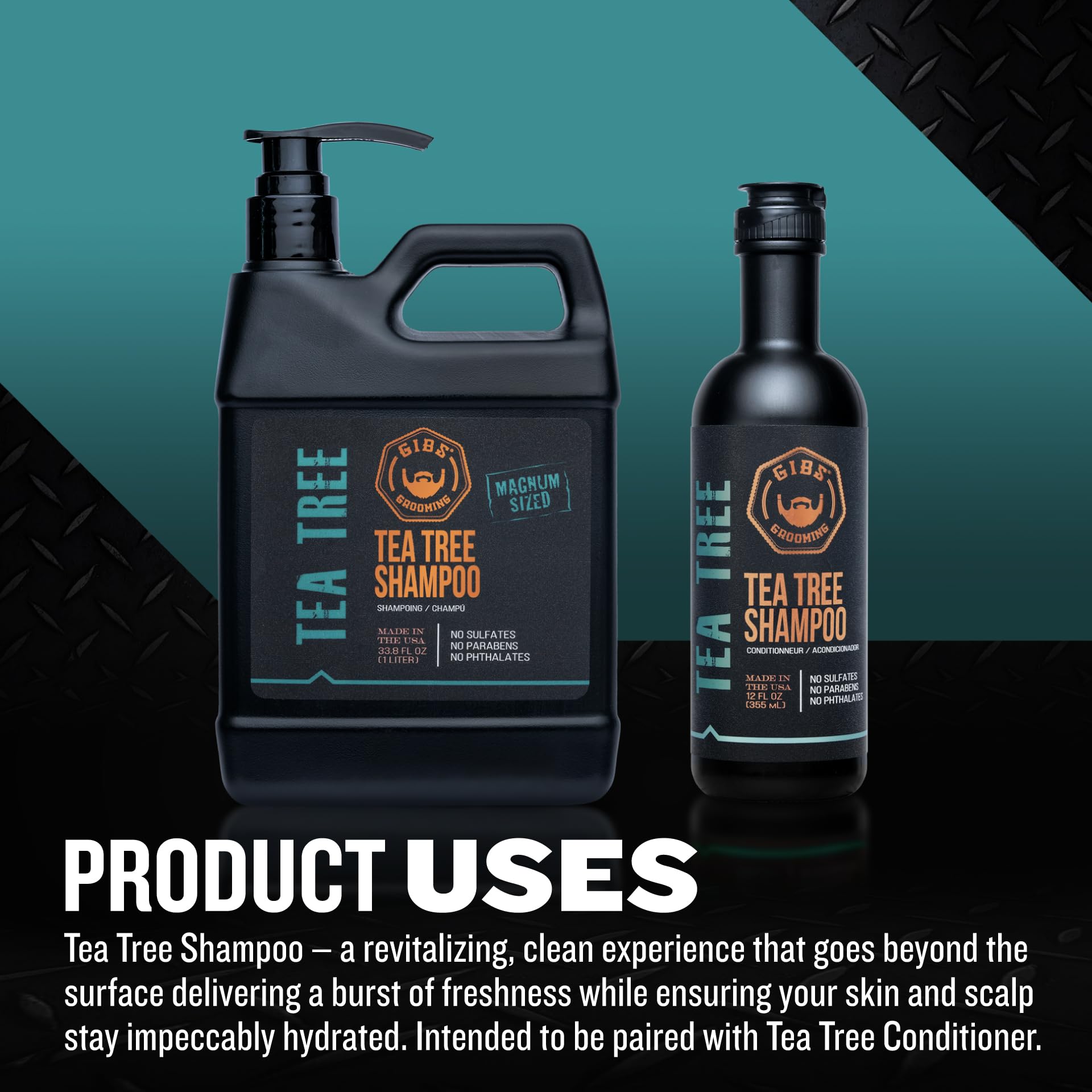 Black GIBS Grooming Tea Tree Shampoo, 12 fl. oz.