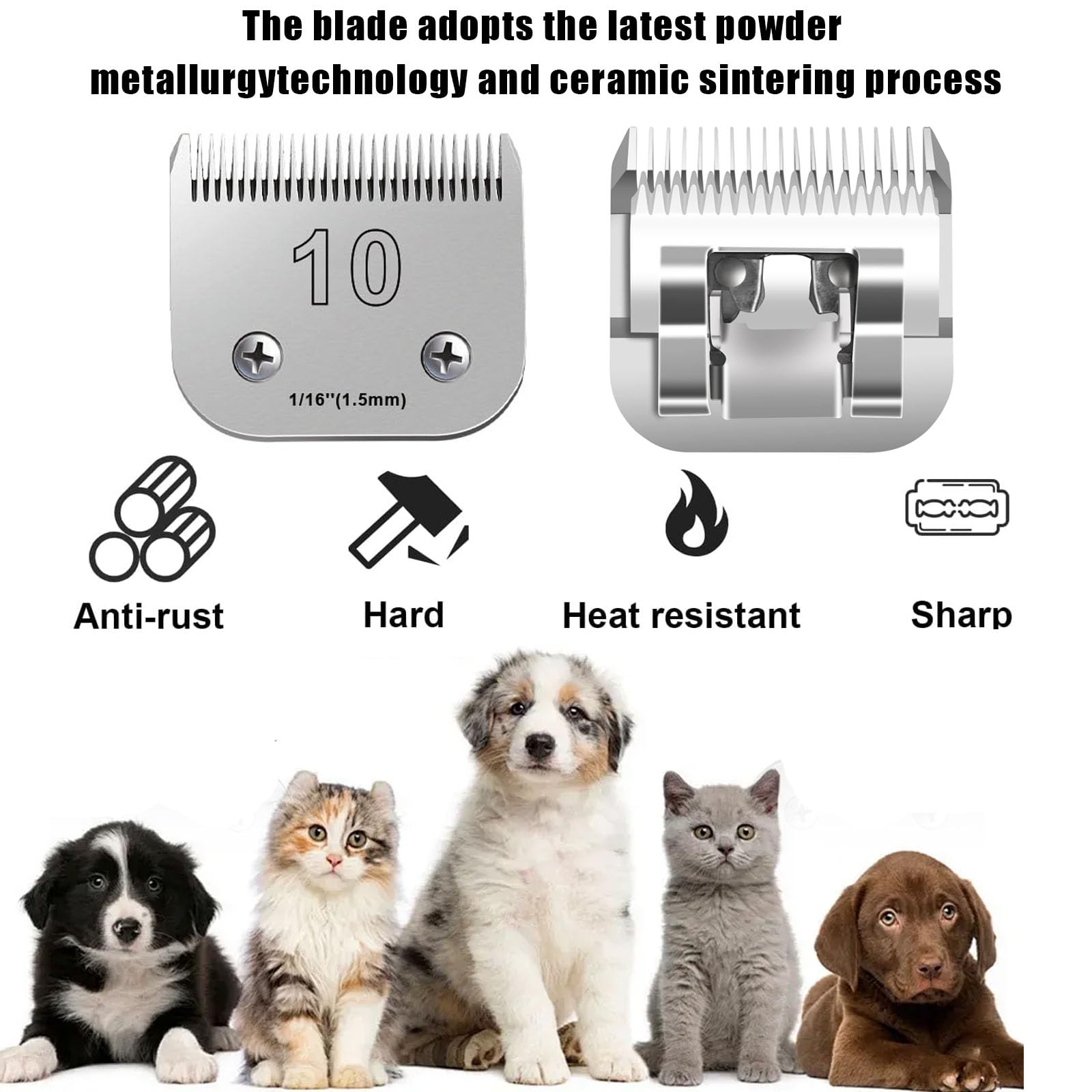 7PCS Dog Grooming Blades Compatible with Andis Dog Clippers,Dog Clipper Blades Compatible with Oster A5,Wahl km10 Dog Clippers for Animal Dog Cat Horse,Stainless-Steel Blade Sharp