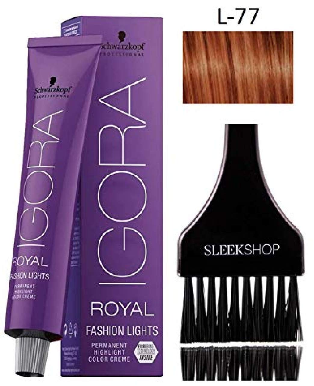 Schwarzkopf IGORA Royal FASHION LIGHTS Permanent HIGHLIGHT Hair Color Creme (with Sleek Tint Applicator Brush) Haircolor Cream (L-77)