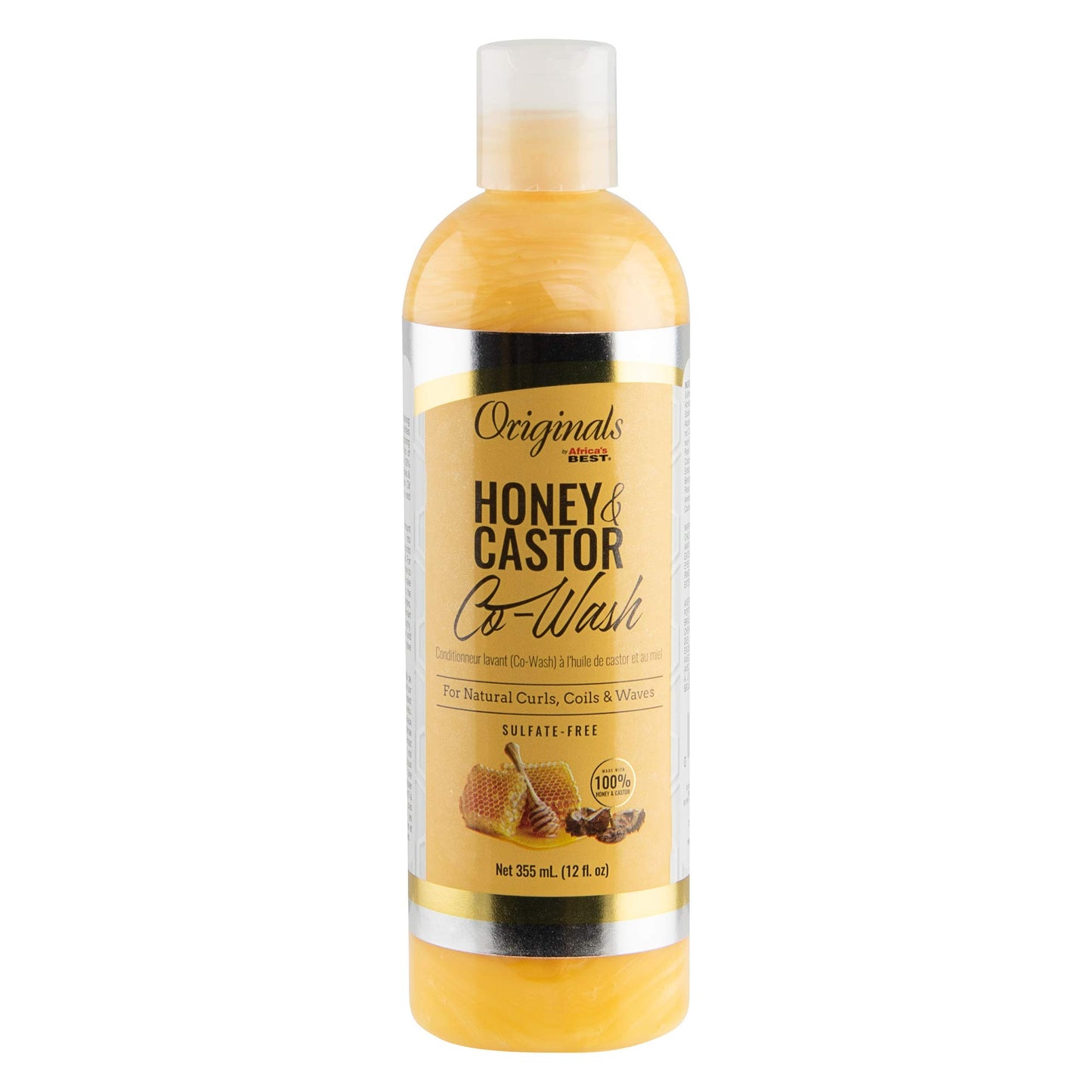 Africa's Best Originals by and Castor Hair Co-Wash for Natural Curls, Coils and Waves, Sulfate-Free, Honey 12 Fl Oz