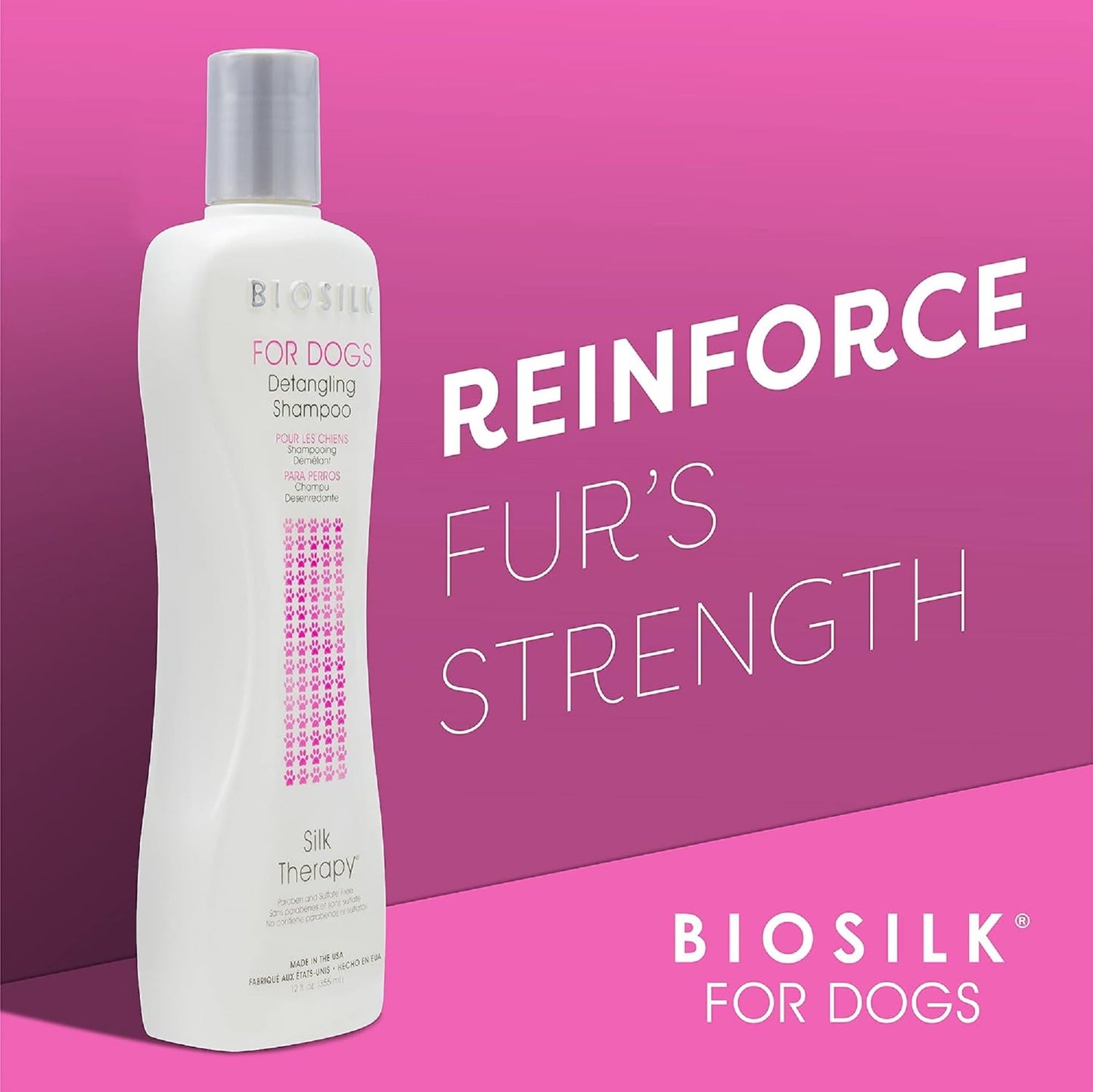 Maroon BioSilk for Dogs Silk Therapy Detangling Shampoo, Cleans and Moisturizes, Dematting Shampoo with Silk Proteins and Coconut Oil, No Parabens, pH Balanced, Made in USA, 12 Fl Oz
