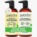 PURA D'OR Anti-Thinning Biotin Shampoo and Conditioner Natural Earthy Scent, CLINICALLY TESTED Effective Results, Herbal Blend Thickening Products For Women & Men, Original Gold Label Set, 16oz x2