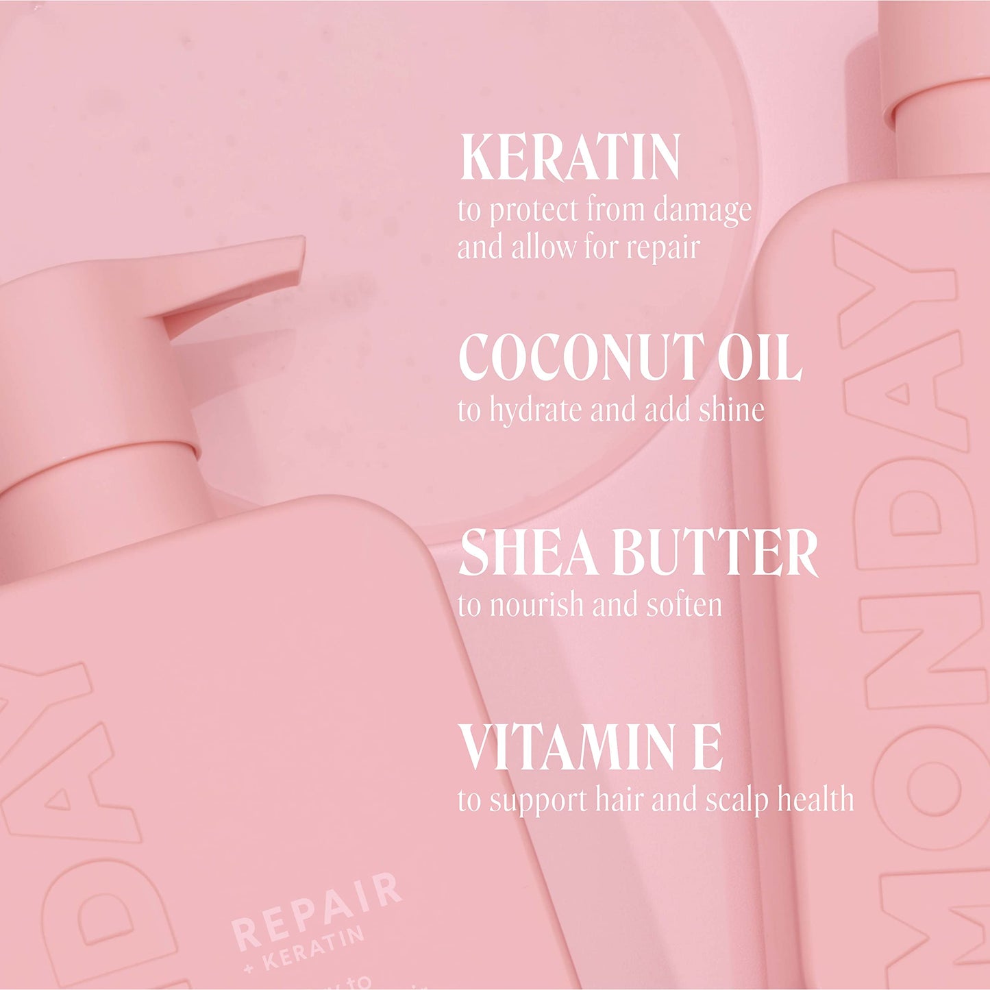 MONDAY HAIRCARE Coffret Shampoing et Après-shampoing Réparateur 12 oz pour cheveux secs à abîmés, à base de kératine, d'huile de coco, de beurre de karité et de vitamine E