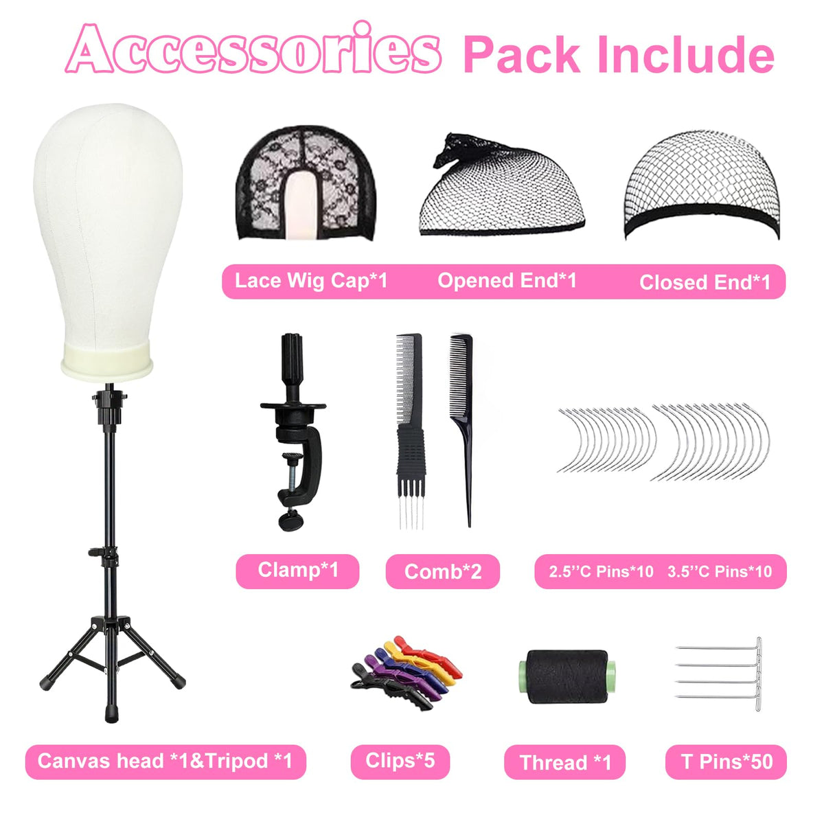 Firstwon 22 Inch Wig Head Mannequin Head for Wigs, Wig Stand with Head ...