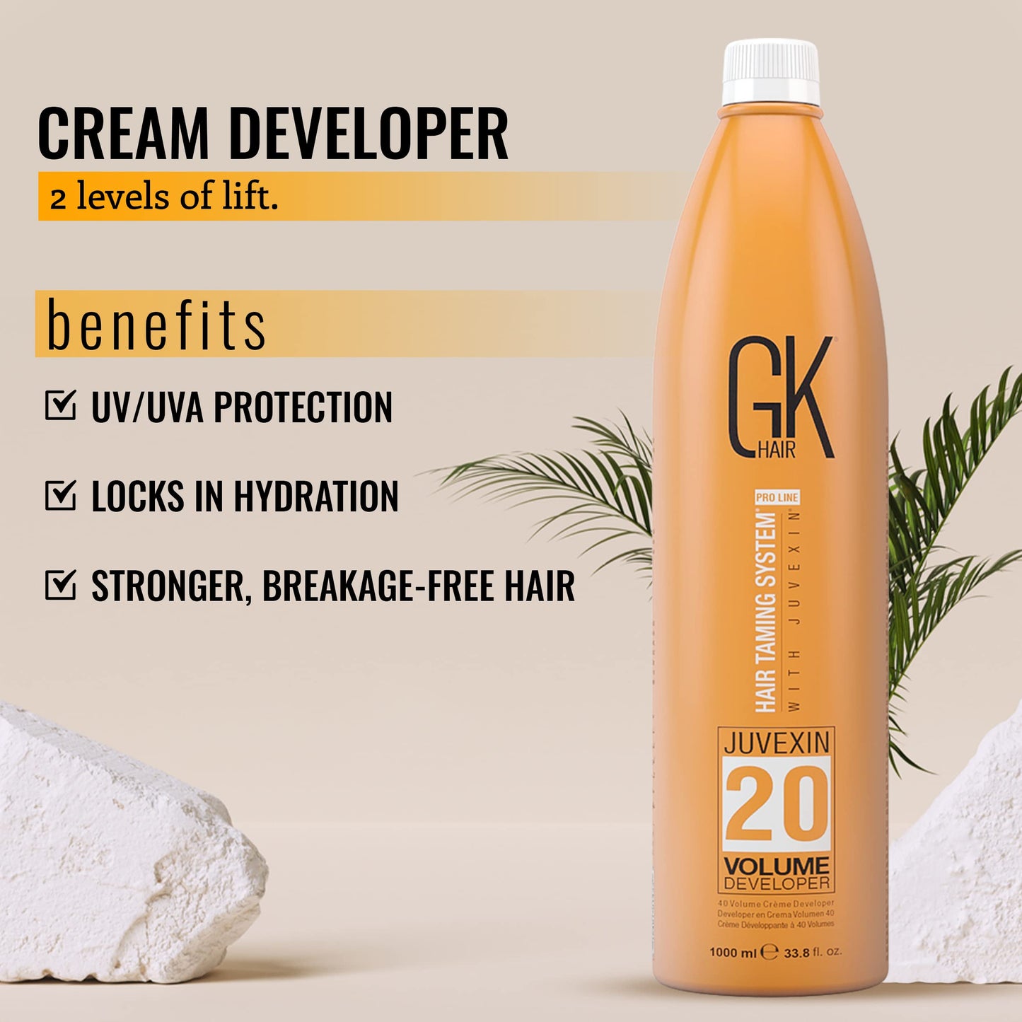 Global Keratin GK HAIR Professional Hair Creme 20 Volume Developer 33.8 Fl Oz for Hair Coloring Bleach - High-Performance Long Lasting Semi-Permanent Hair Color Toner Dye