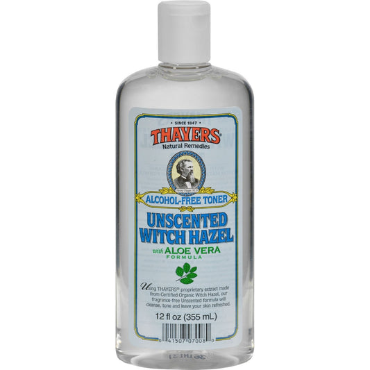 THAYERS Witch Hazel - Unscented with Aloe Vera - 12 fl oz. Facial Toner - Tightens Pores, Soothes Redness - 12 fl oz