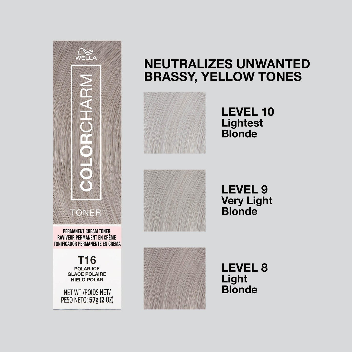 COLORCHARM Permanent Cream Toner | Neutralize Brass | Free of Animal-Derived Ingredients, Parabens & Gluten Free | T16 Polar Ice | 2 oz
