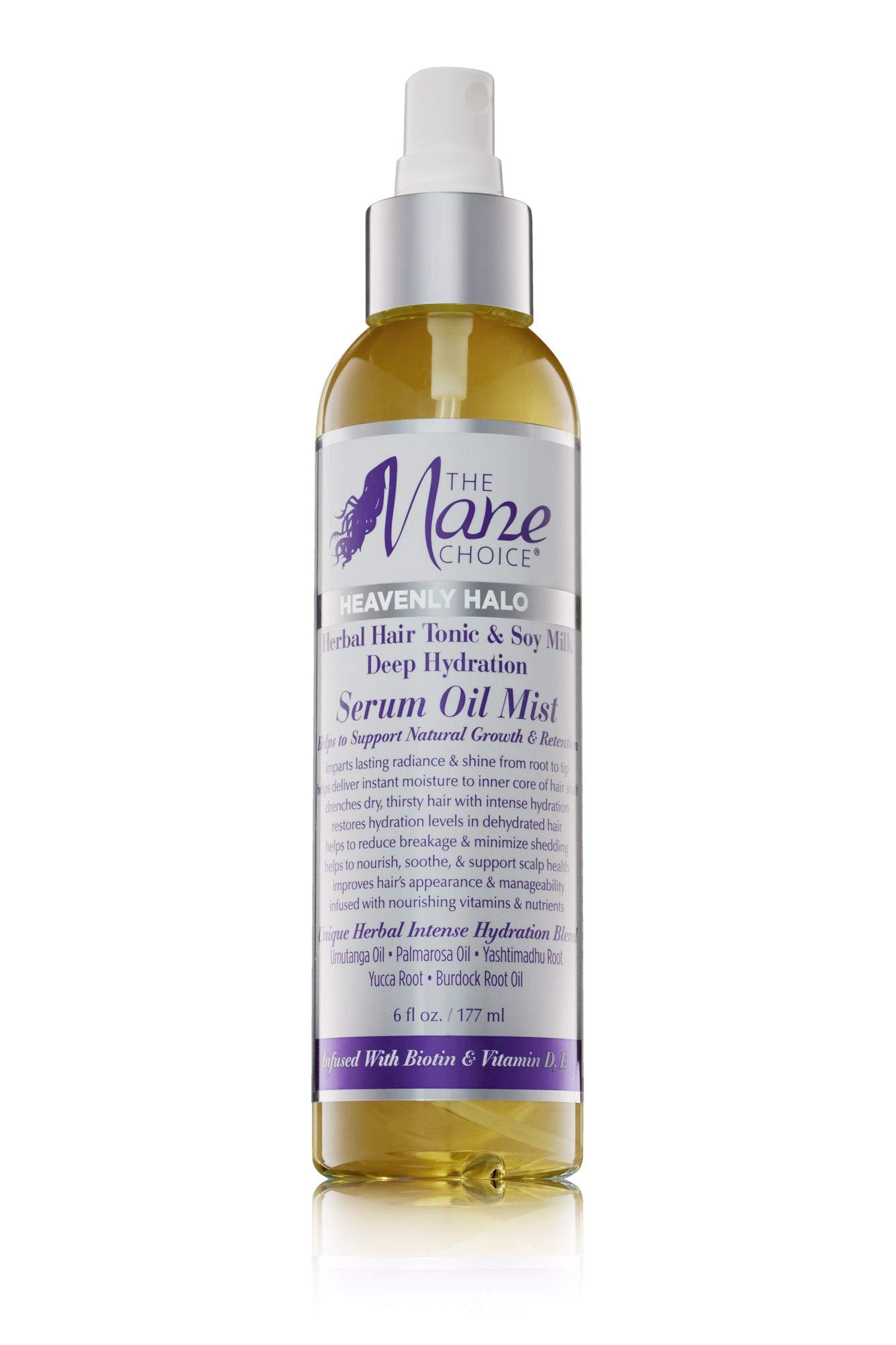The Mane Choice Heavenly Halo Hair Oil Mist, 170 ml, tonique capillaire à base de plantes et sérum hydratant en profondeur au lait de soja pour cheveux secs, contrôle des frisottis, lissage et hydratation optimale