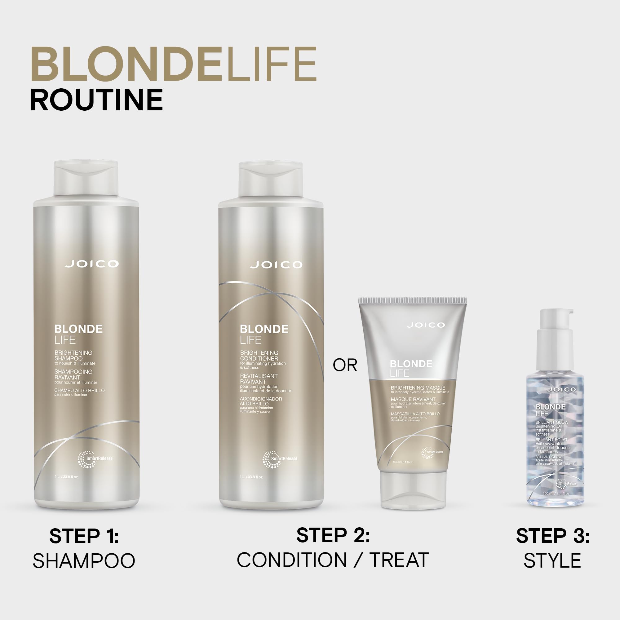 Joico Blonde Life Brightening Conditioner | For Blonde Hair | Illuminate Hydration & Softness | Add Softness & Smoothness | Sulfate Free | With Monoi & Tamanu Oil | 33.8 Fl Oz