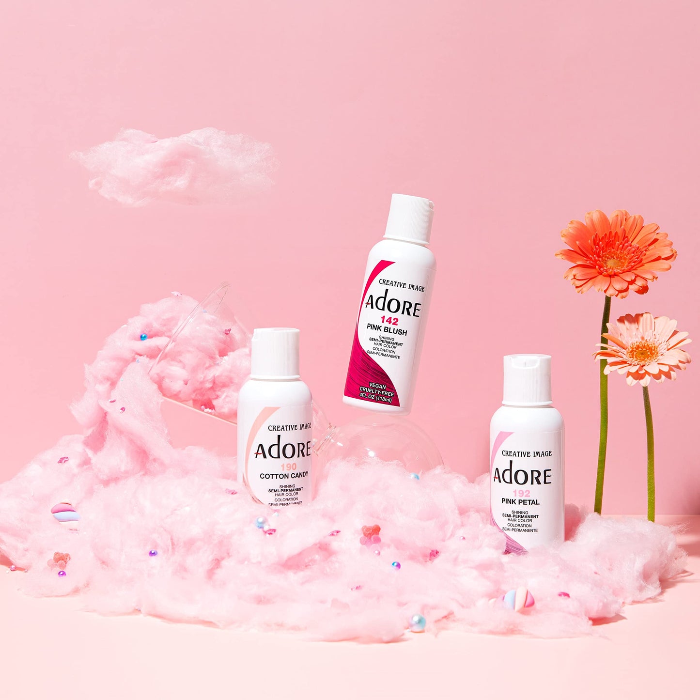 Adore Semi Permanent Hair Color - Vegan and Cruelty-Free Hair Dye - 4 Fl Oz - 190 Cotton Candy (Pack of 1)