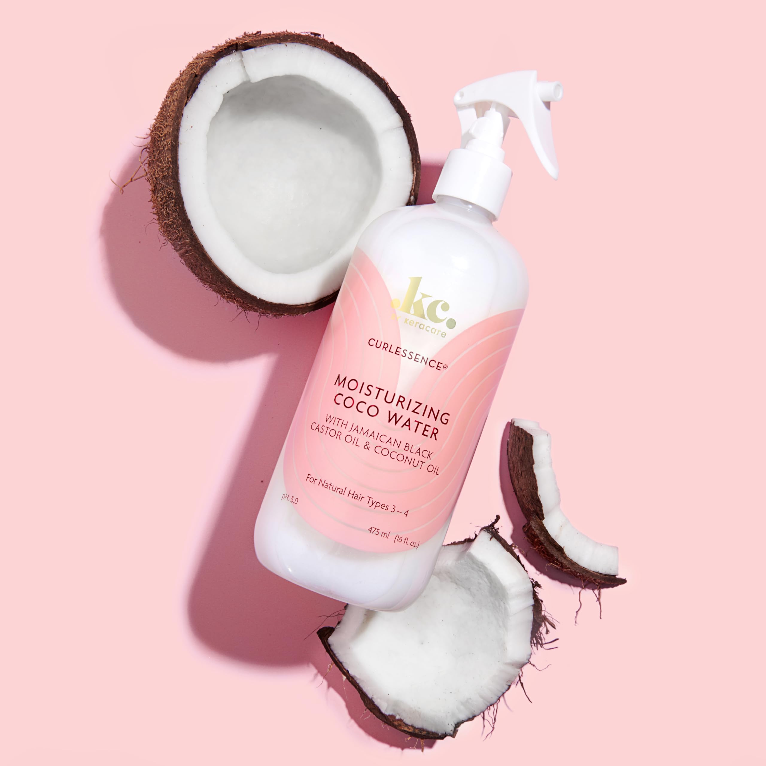 KeraCare Coconut Water - 16 oz - Light Hair Refresher Spray - Moisturizing and Hydrating - with Jamaican Black Castor Oil and Coconut Oil