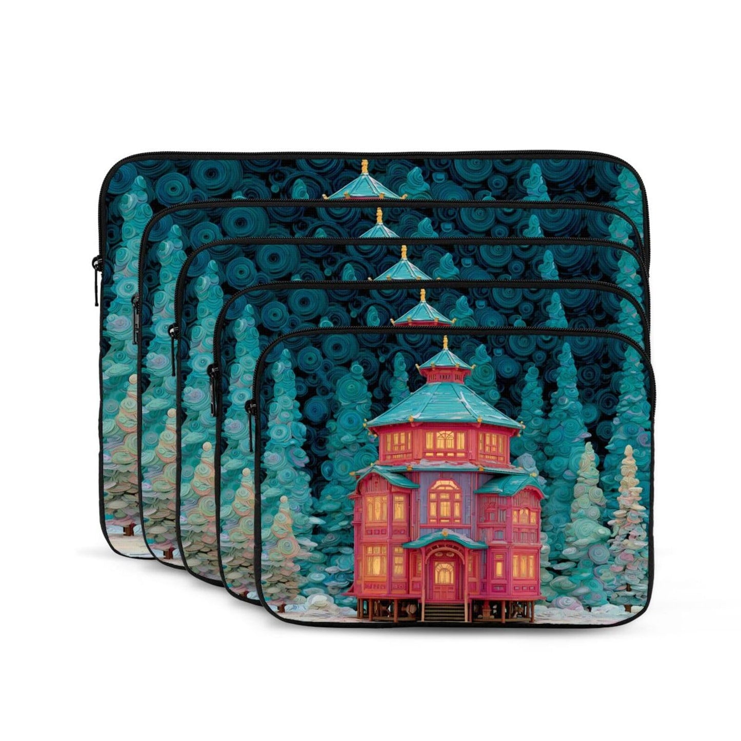 Dark Slate Gray 10 Inch Portable And Shockproof Laptop Bag With Unique Enchanted Alcove Print, For Work, University, And Commuting